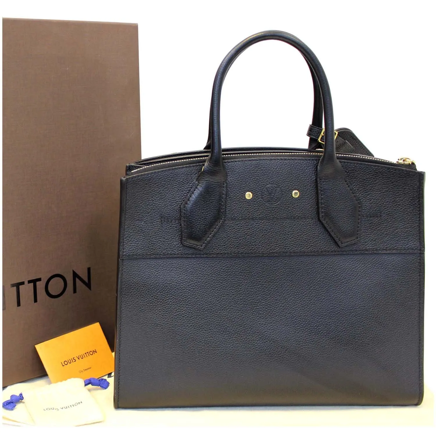 LOUIS VUITTON City Steamer MM Noir Black Leather Shoulder Bag