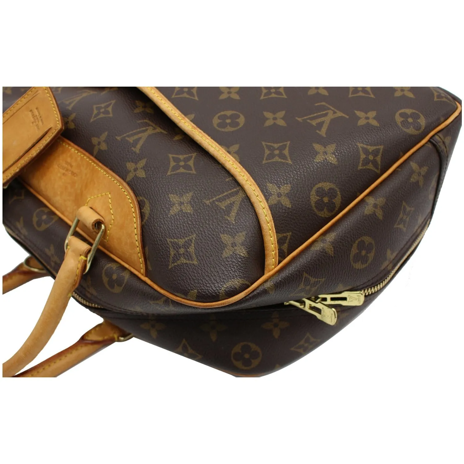 LOUIS VUITTON Deauville Boston Monogram Canvas Satchel Bag Brown