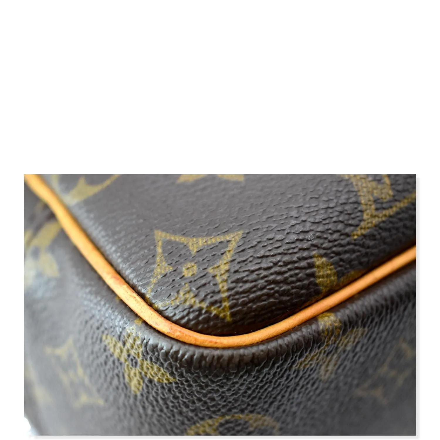 LOUIS VUITTON Deauville Boston Monogram Canvas Satchel Bag Brown