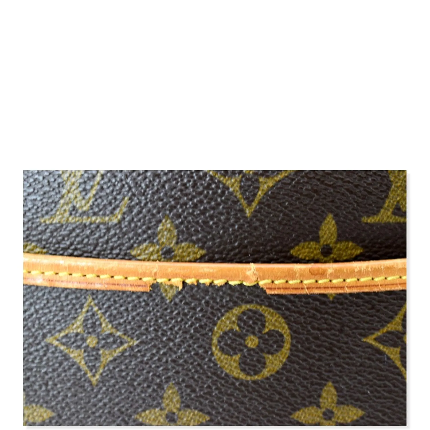 LOUIS VUITTON Deauville Boston Monogram Canvas Satchel Bag Brown