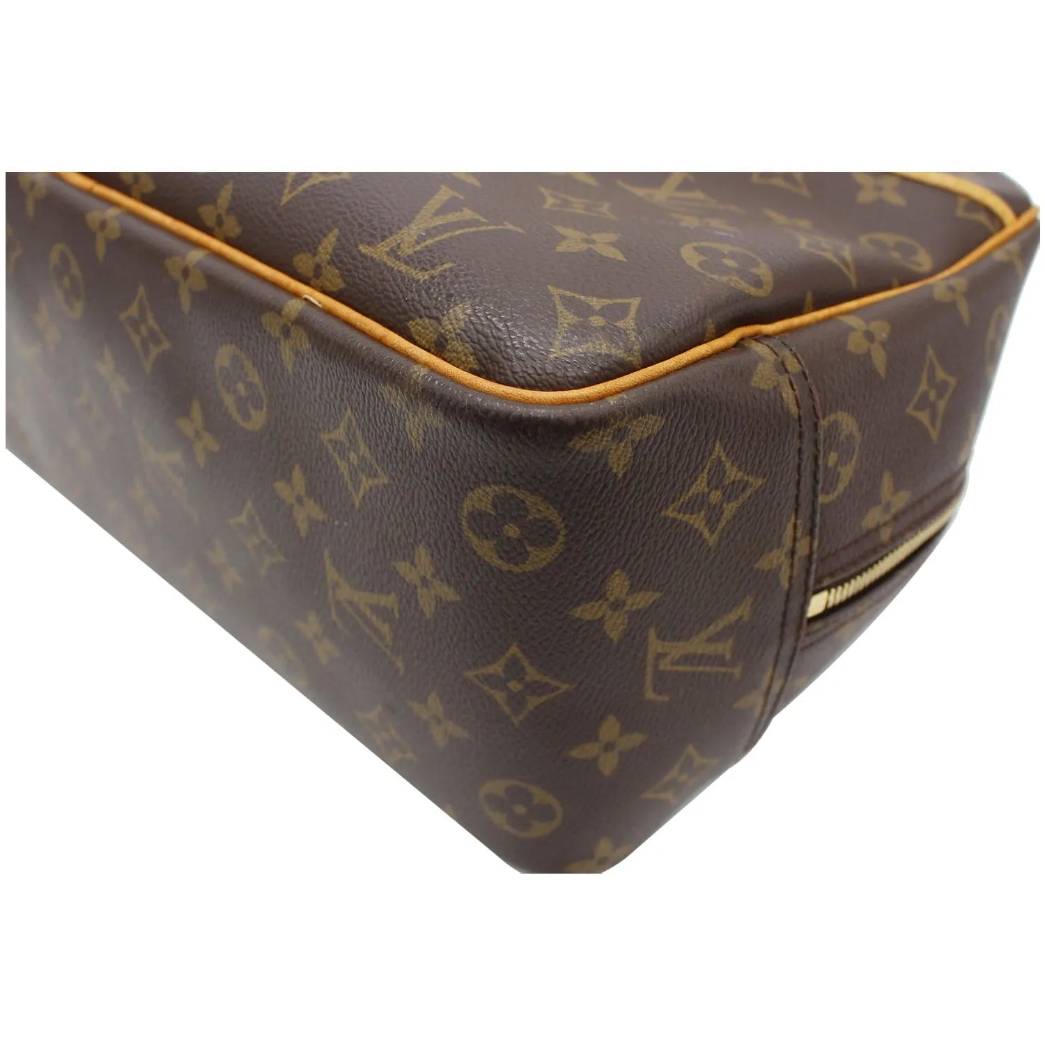 LOUIS VUITTON Deauville Boston Monogram Canvas Satchel Bag Brown