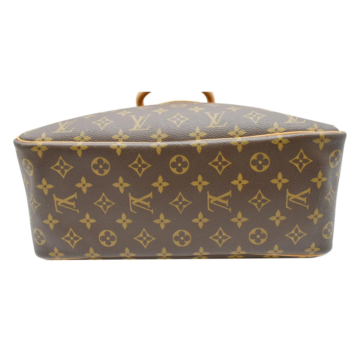LOUIS VUITTON Deauville Boston Monogram Canvas Satchel Bag Brown