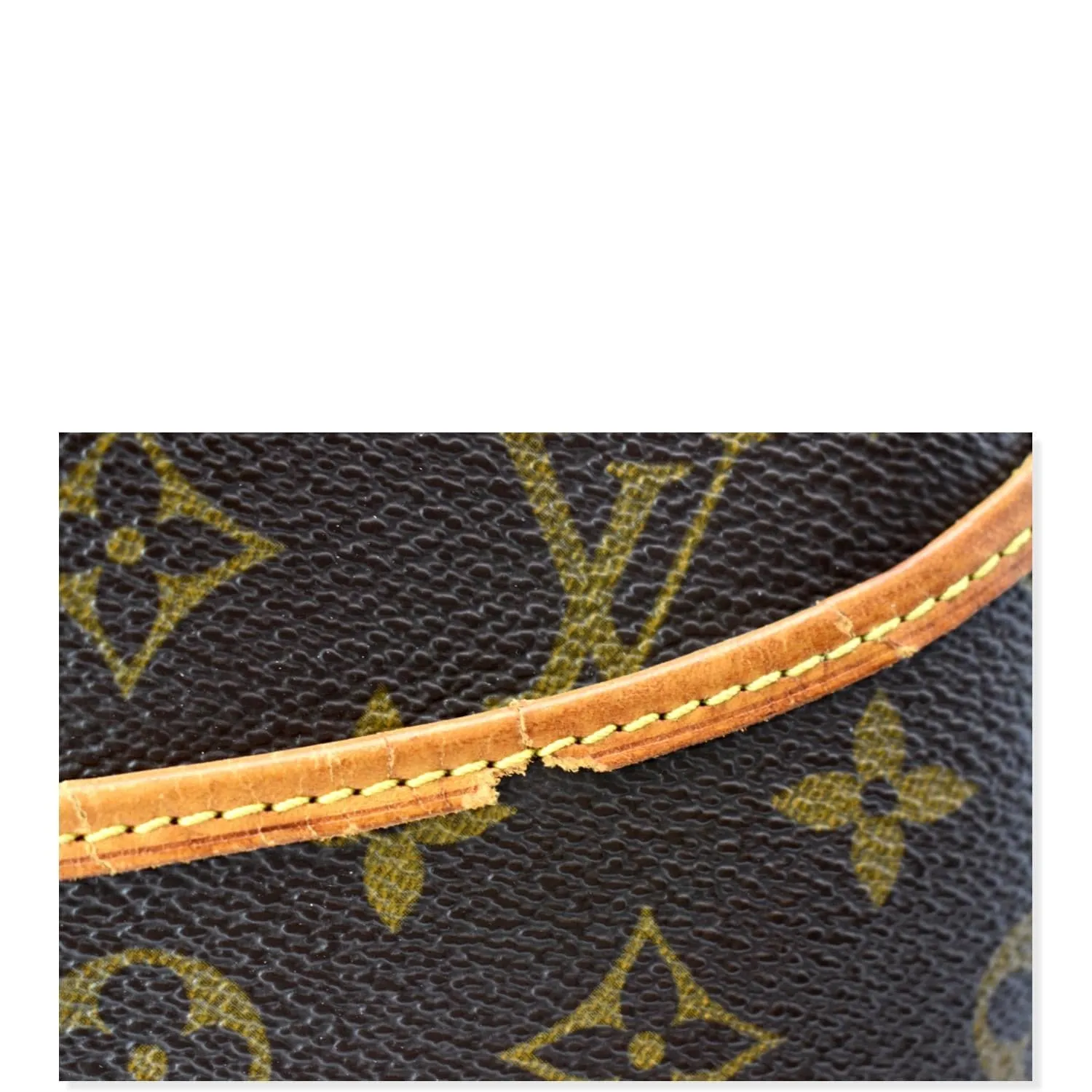 LOUIS VUITTON Deauville Boston Monogram Canvas Satchel Bag Brown