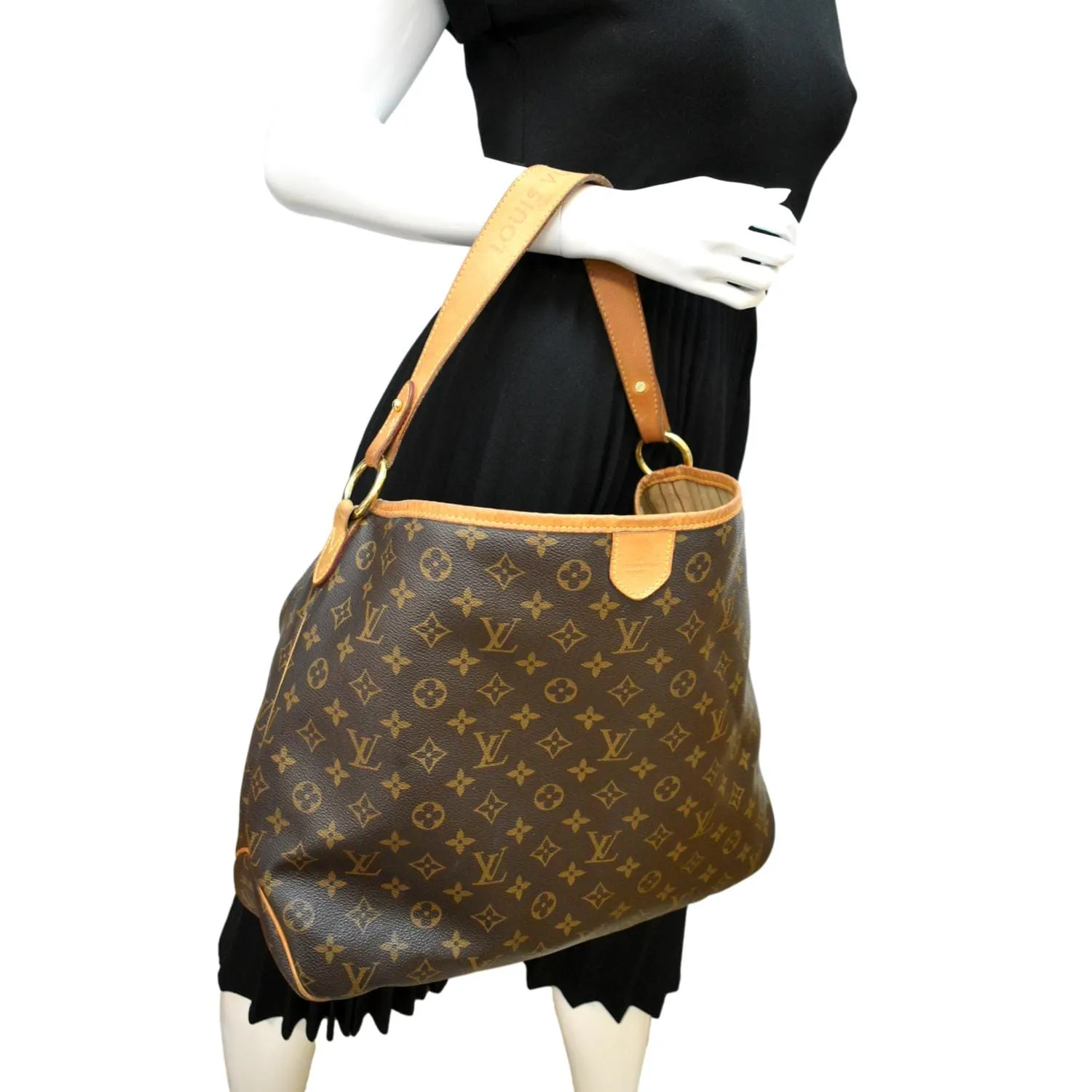 LOUIS VUITTON  Delightful MM Monogram Canvas Hobo Bag Brown