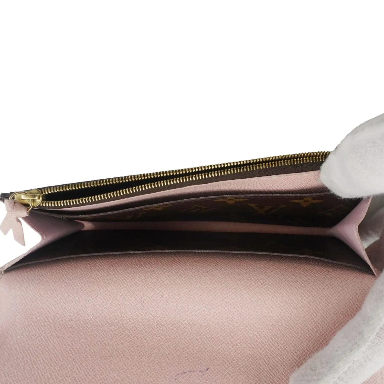 LOUIS VUITTON Emilie Monogram Canvas Wallet Rose Ballerine