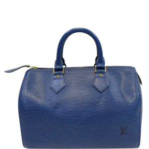 LOUIS VUITTON Epi Speedy 25 Blue Satchel Handbag - Sale