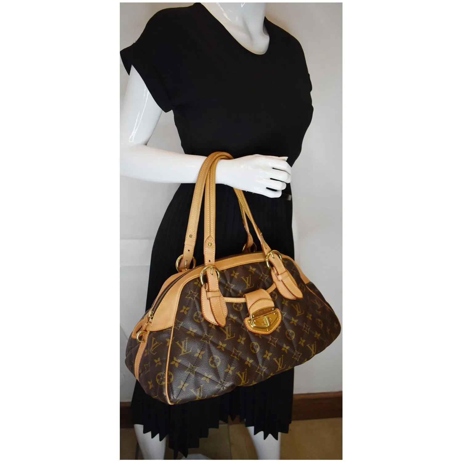LOUIS VUITTON Etoile Bowling Monogram Canvas Satchel Bag Brown