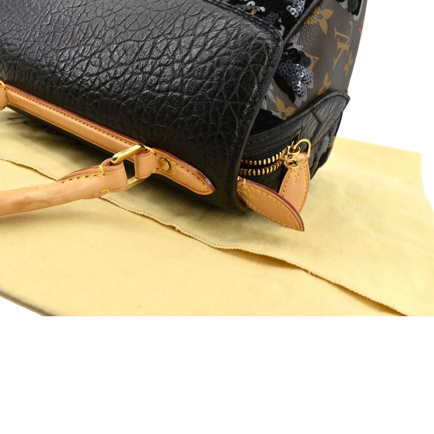 LOUIS VUITTON Fleur De Jais Carrousel Monogram Leather Satchel Bag Black