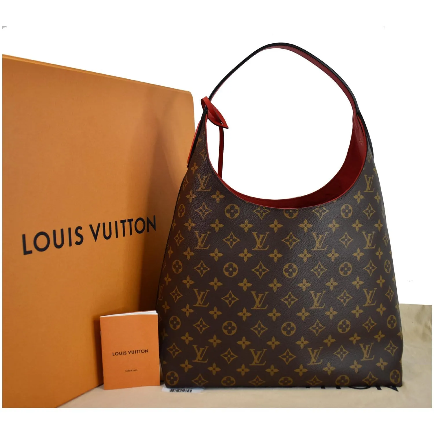 LOUIS VUITTON Flower Monogram Canvas Shoulder Hobo Bag Brown