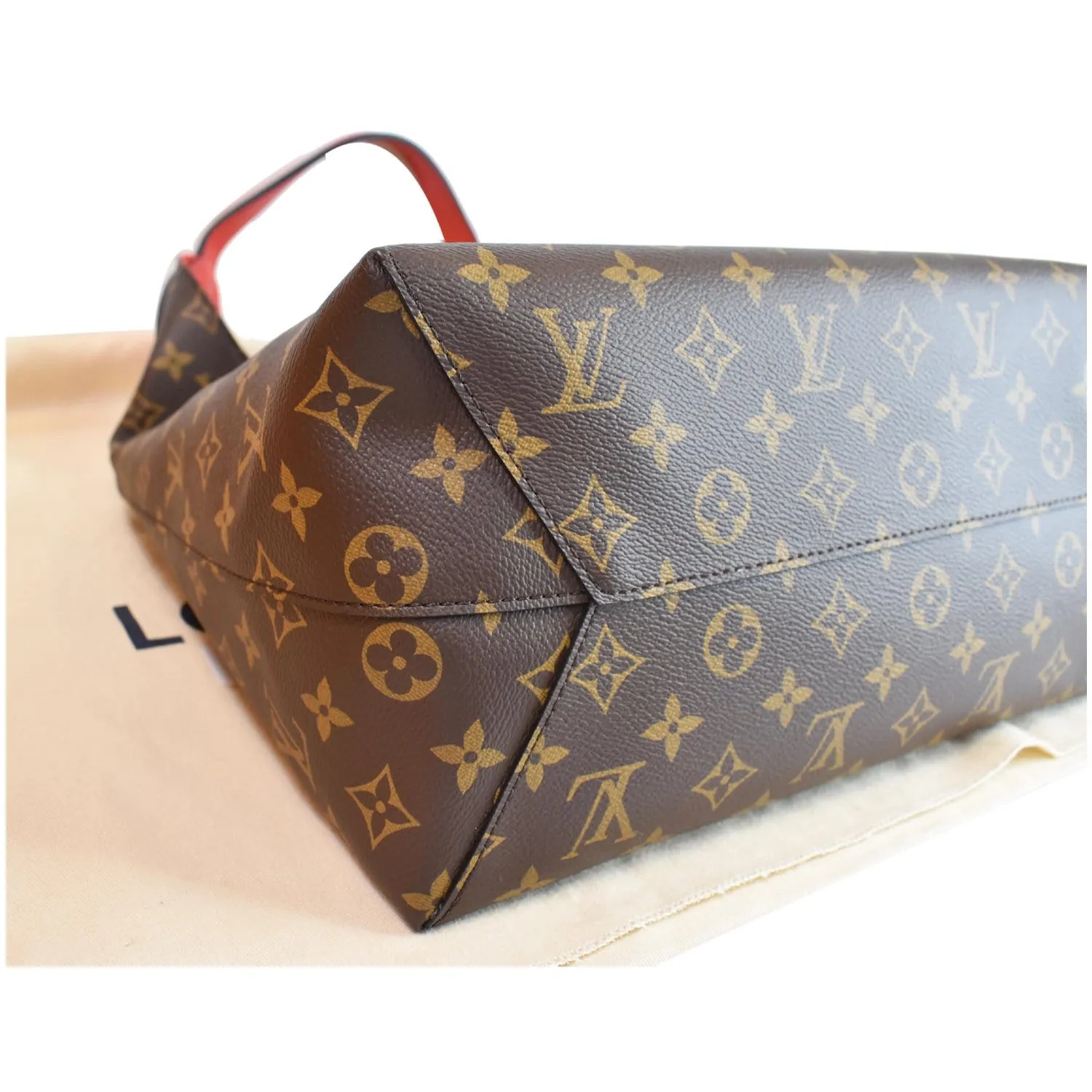 LOUIS VUITTON Flower Monogram Canvas Shoulder Hobo Bag Brown