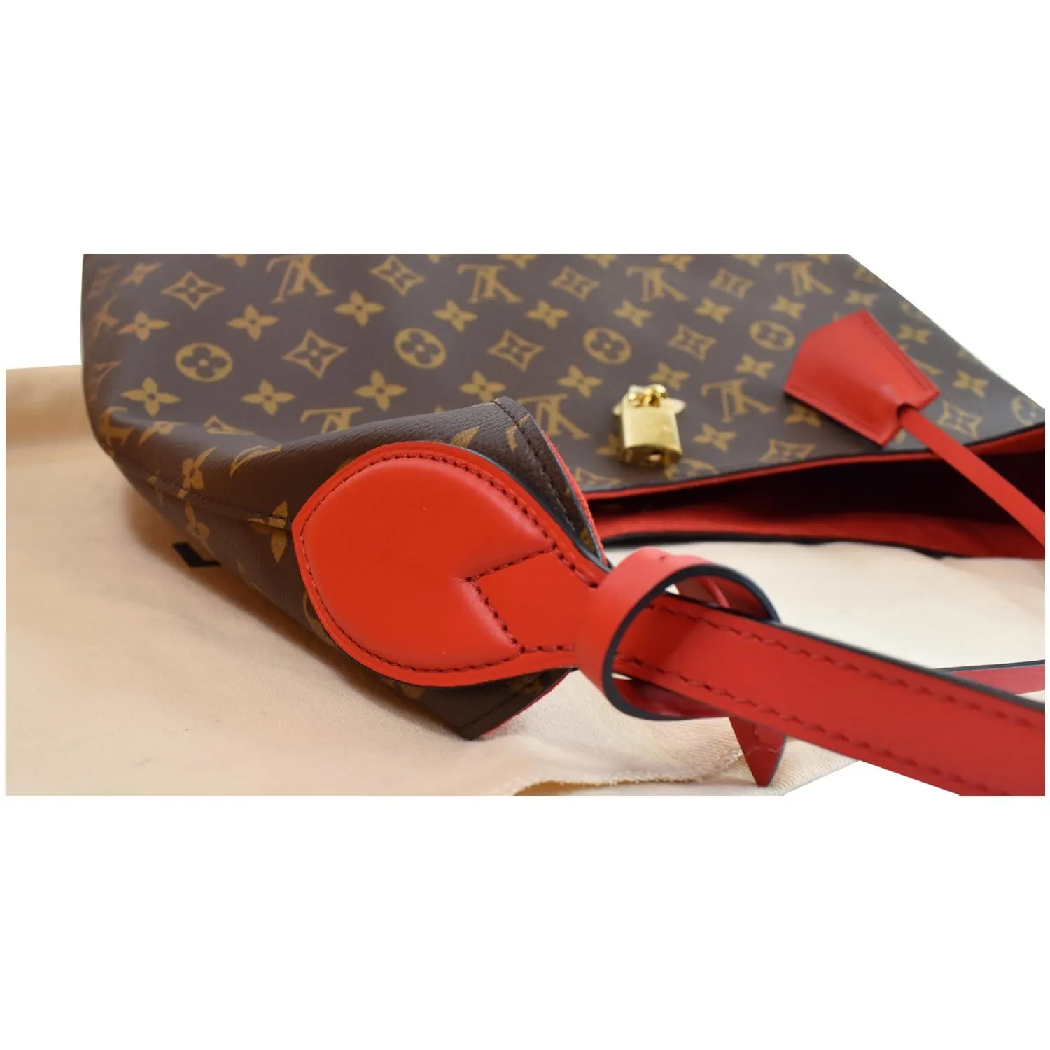 LOUIS VUITTON Flower Monogram Canvas Shoulder Hobo Bag Brown