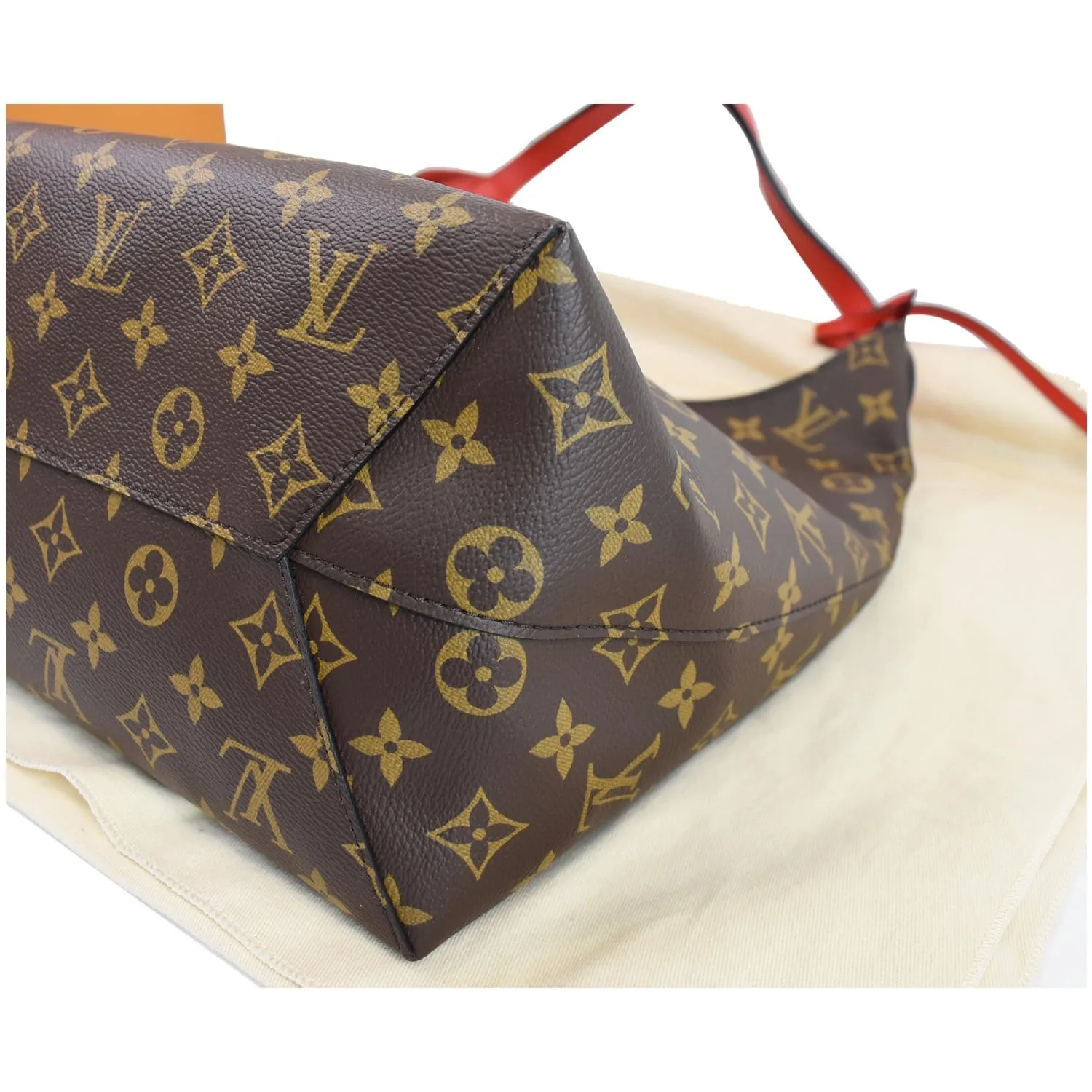 LOUIS VUITTON Flower Monogram Canvas Shoulder Hobo Bag Brown