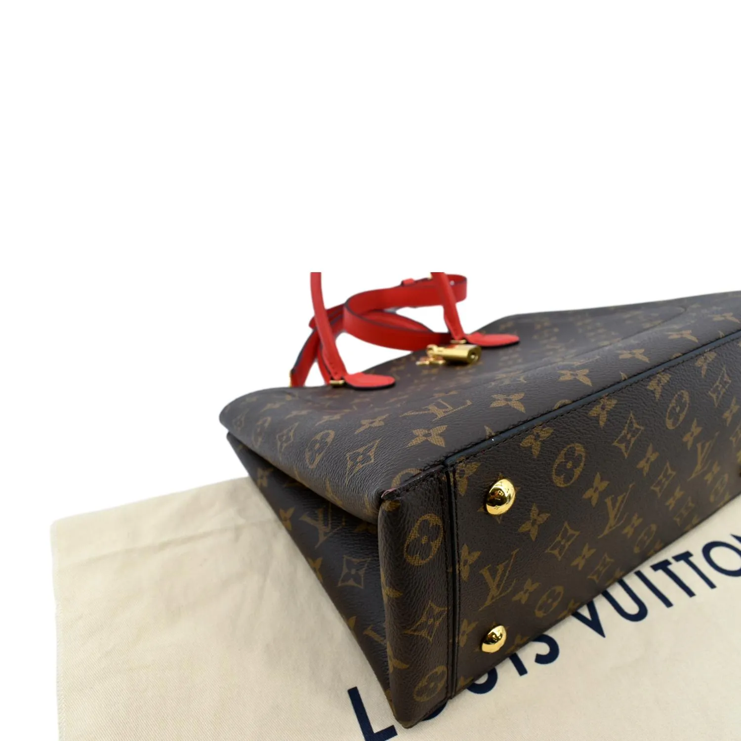 LOUIS VUITTON Flower Monogram Canvas Tote Shoulder Bag Cerise
