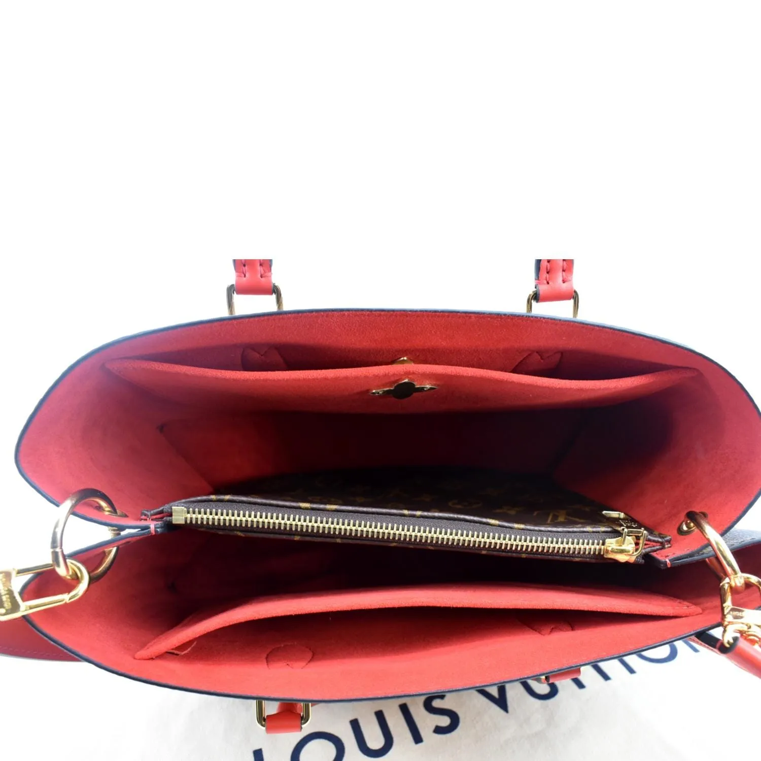 LOUIS VUITTON Flower Monogram Canvas Tote Shoulder Bag Cerise