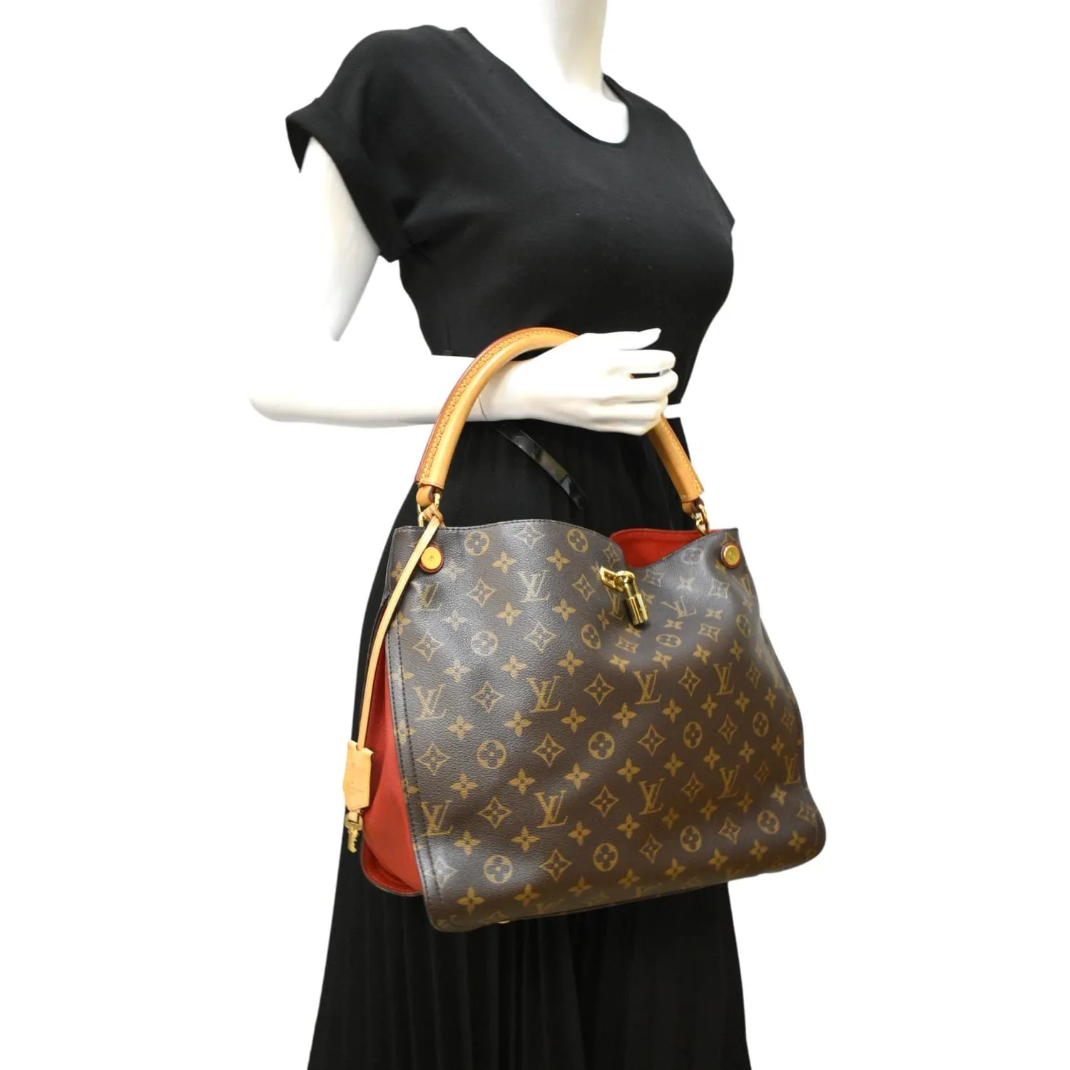 LOUIS VUITTON Gaia Monogram Canvas Shoulder Bag Cerise