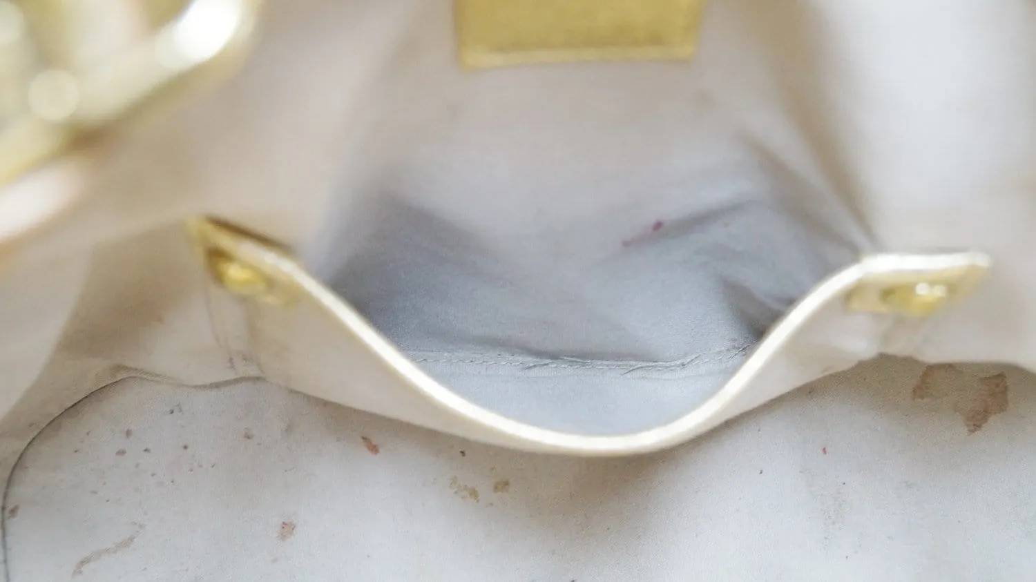 LOUIS VUITTON Gold Leather Khaki Monogram Mini Lin Theda Satchel