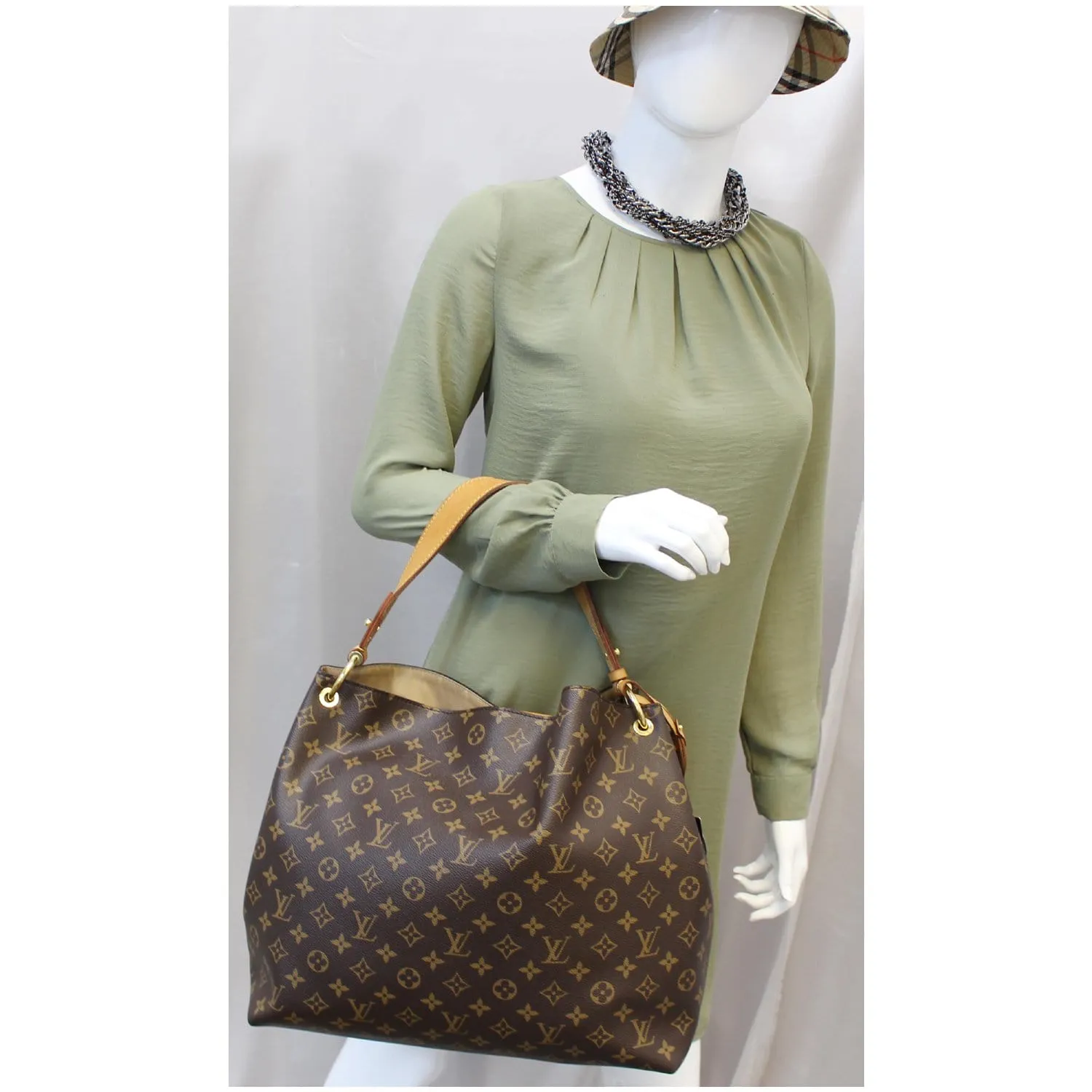 LOUIS VUITTON Graceful MM Monogram Canvas Shoulder Bag Brown