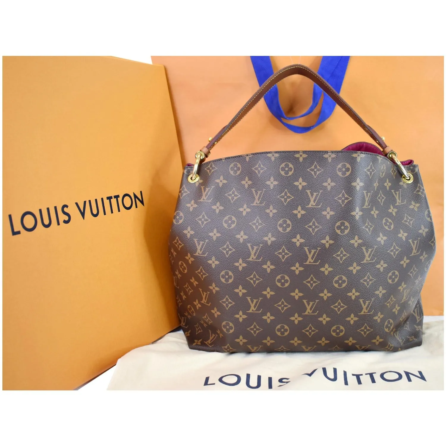LOUIS VUITTON Graceful MM Monogram Canvas Shoulder Bag Brown