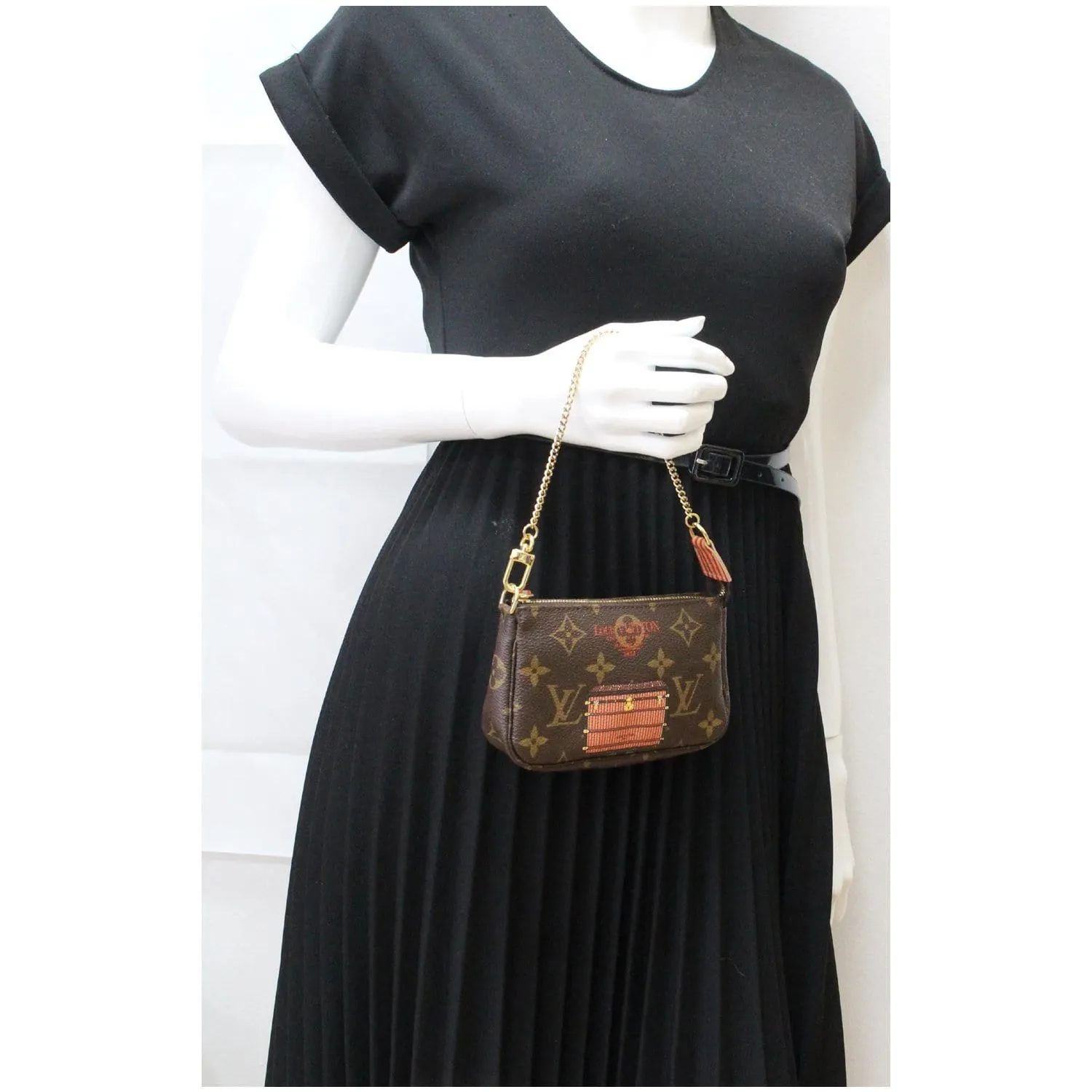 LOUIS VUITTON Inventeur Trunks & Locks Mini Accessories Monogram Canvas Pochette Brown