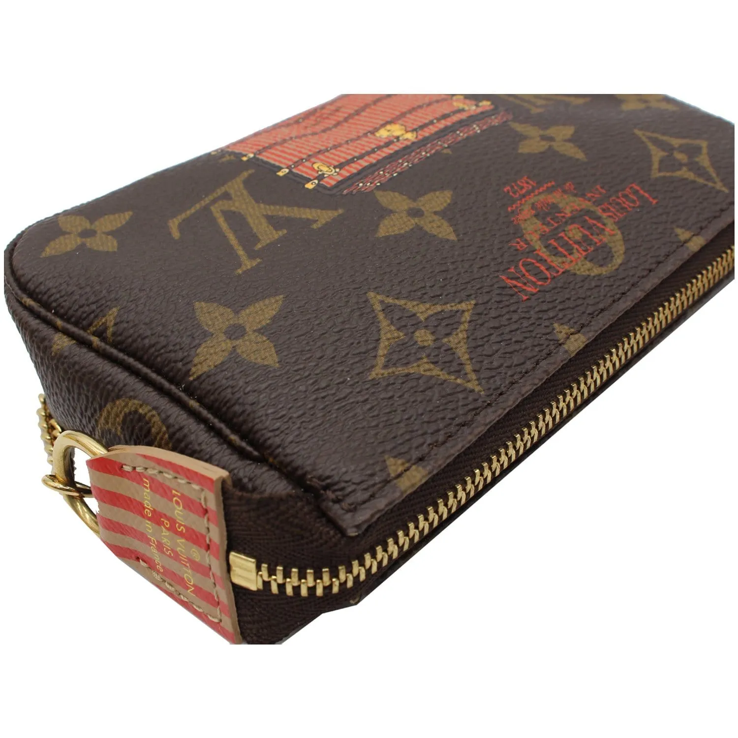 LOUIS VUITTON Inventeur Trunks & Locks Mini Accessories Monogram Canvas Pochette Brown