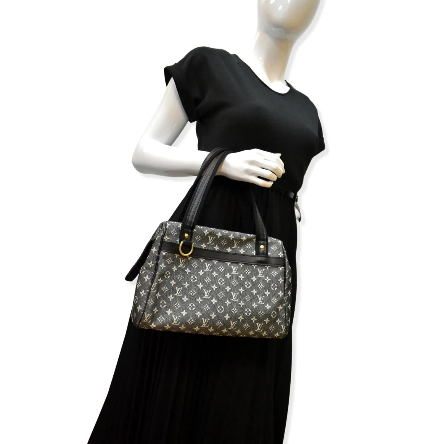 LOUIS VUITTON Josephine PM Mini Lin Monogram Canvas Satchel Bag Grey