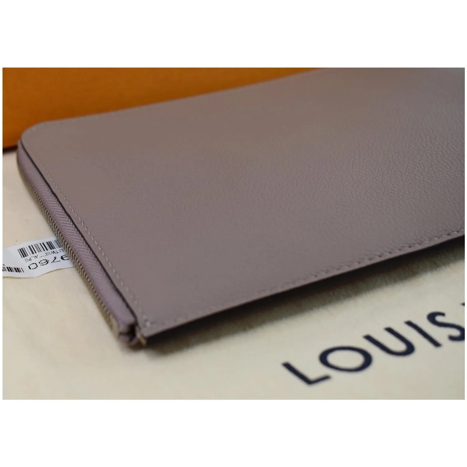 LOUIS VUITTON Jules PM Pochette Leather Clutch Taupe
