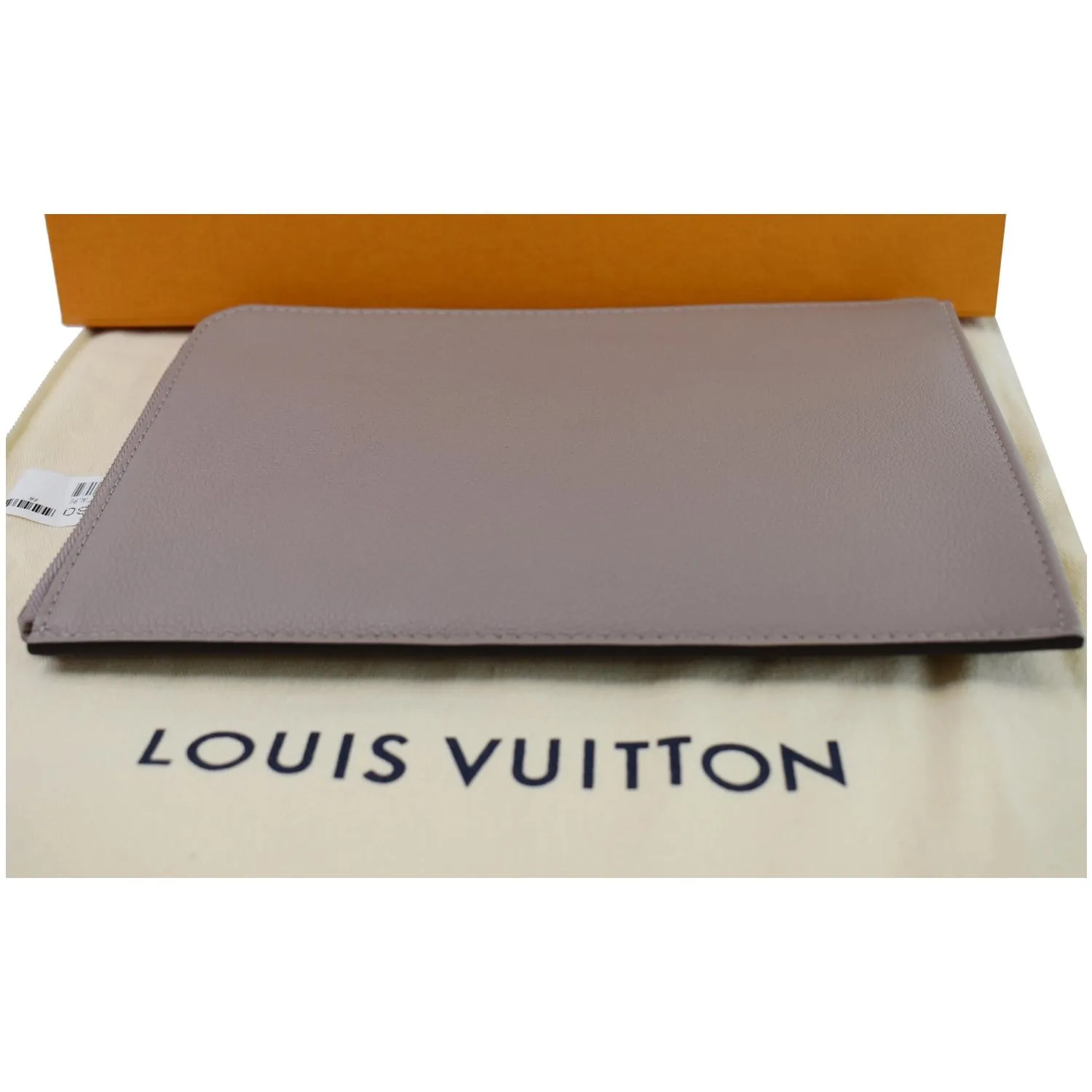 LOUIS VUITTON Jules PM Pochette Leather Clutch Taupe