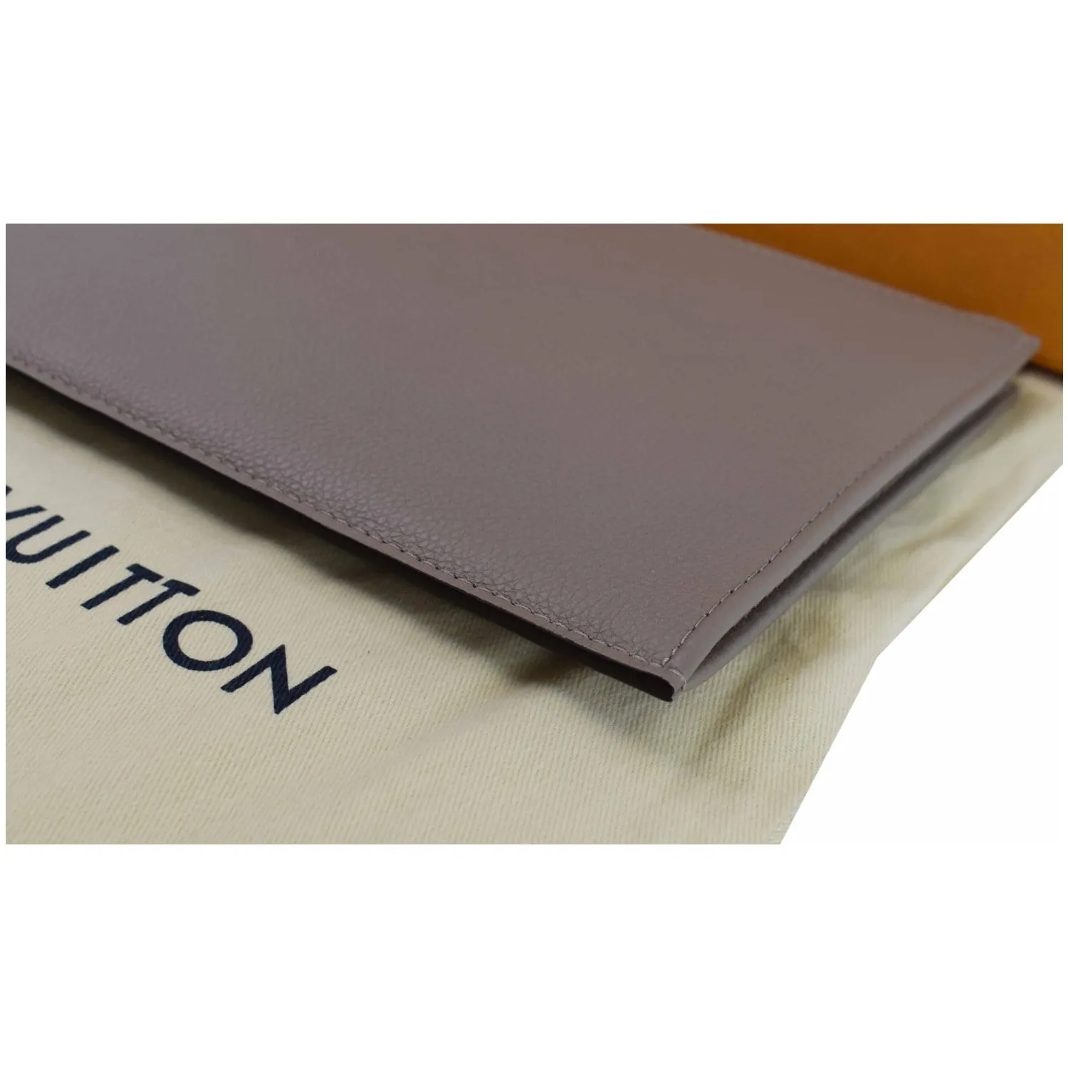 LOUIS VUITTON Jules PM Pochette Leather Clutch Taupe