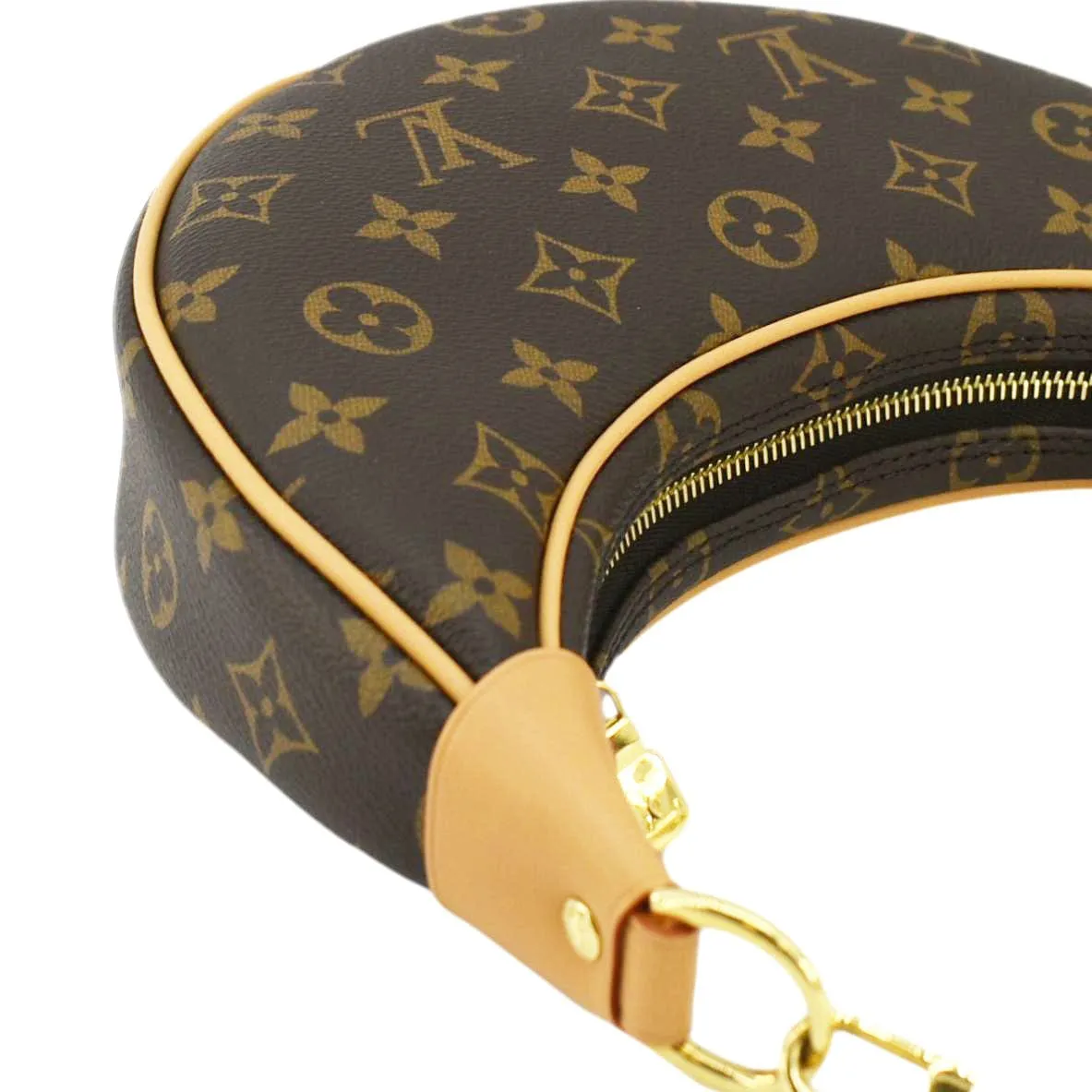LOUIS VUITTON Loop Half Moon Monogram Canvas Shoulder Bag Brown