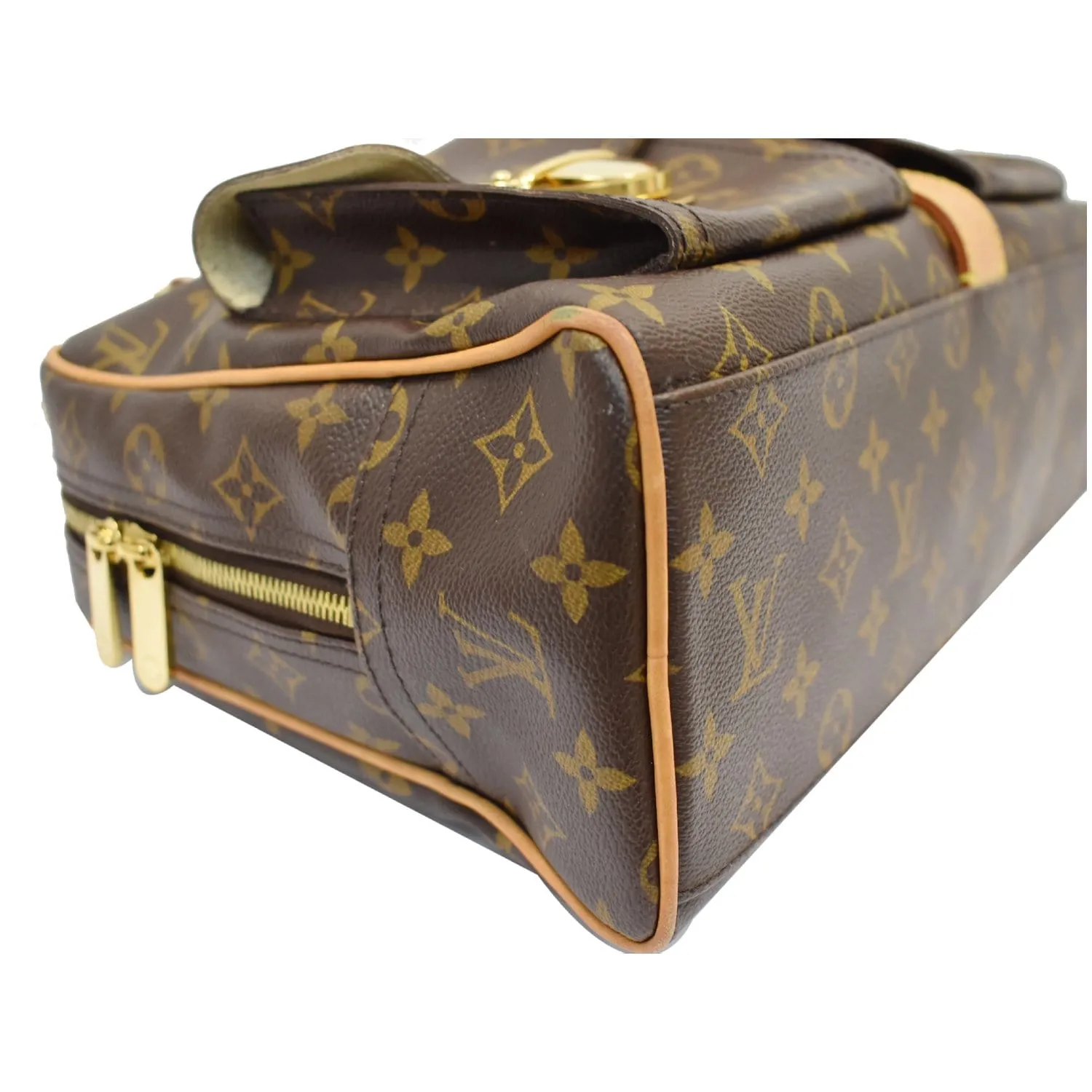 LOUIS VUITTON Manhattan GM Monogram Canvas Satchel Bag Brown