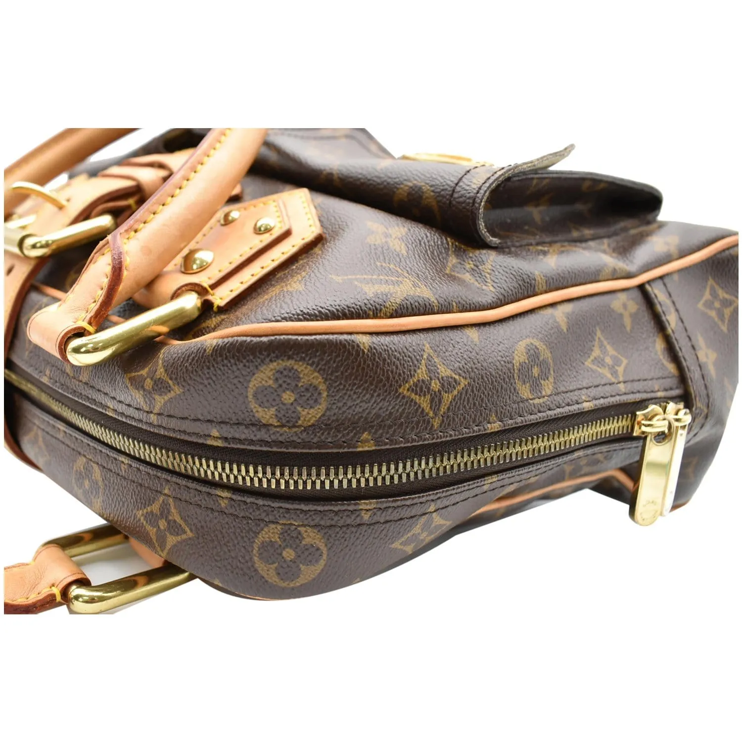 LOUIS VUITTON Manhattan GM Monogram Canvas Satchel Bag Brown