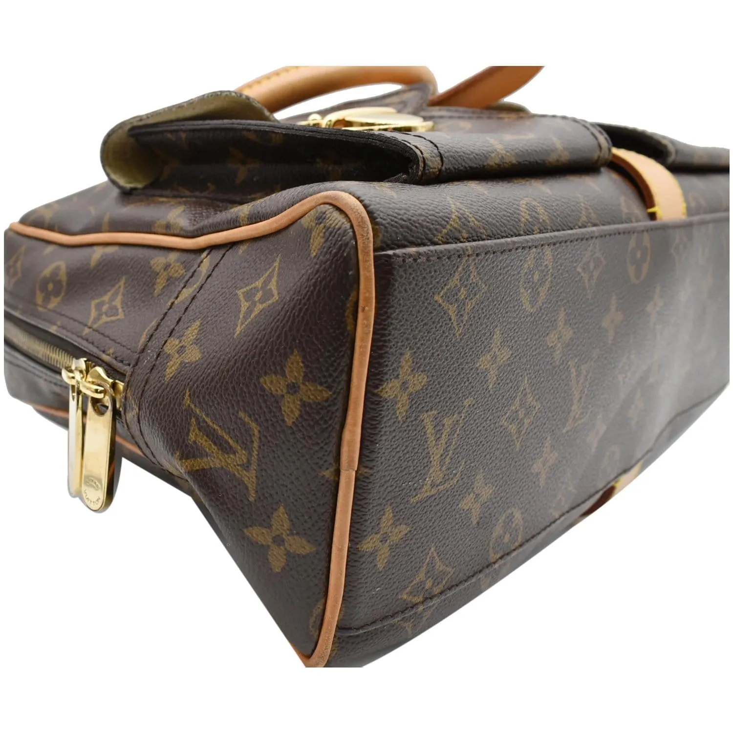 LOUIS VUITTON Manhattan GM Monogram Canvas Satchel Bag Brown