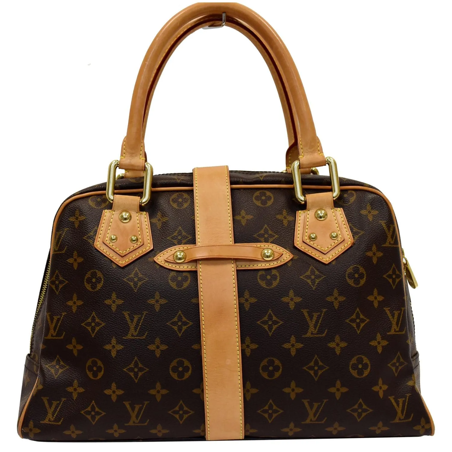 LOUIS VUITTON Manhattan GM Monogram Canvas Satchel Bag Brown