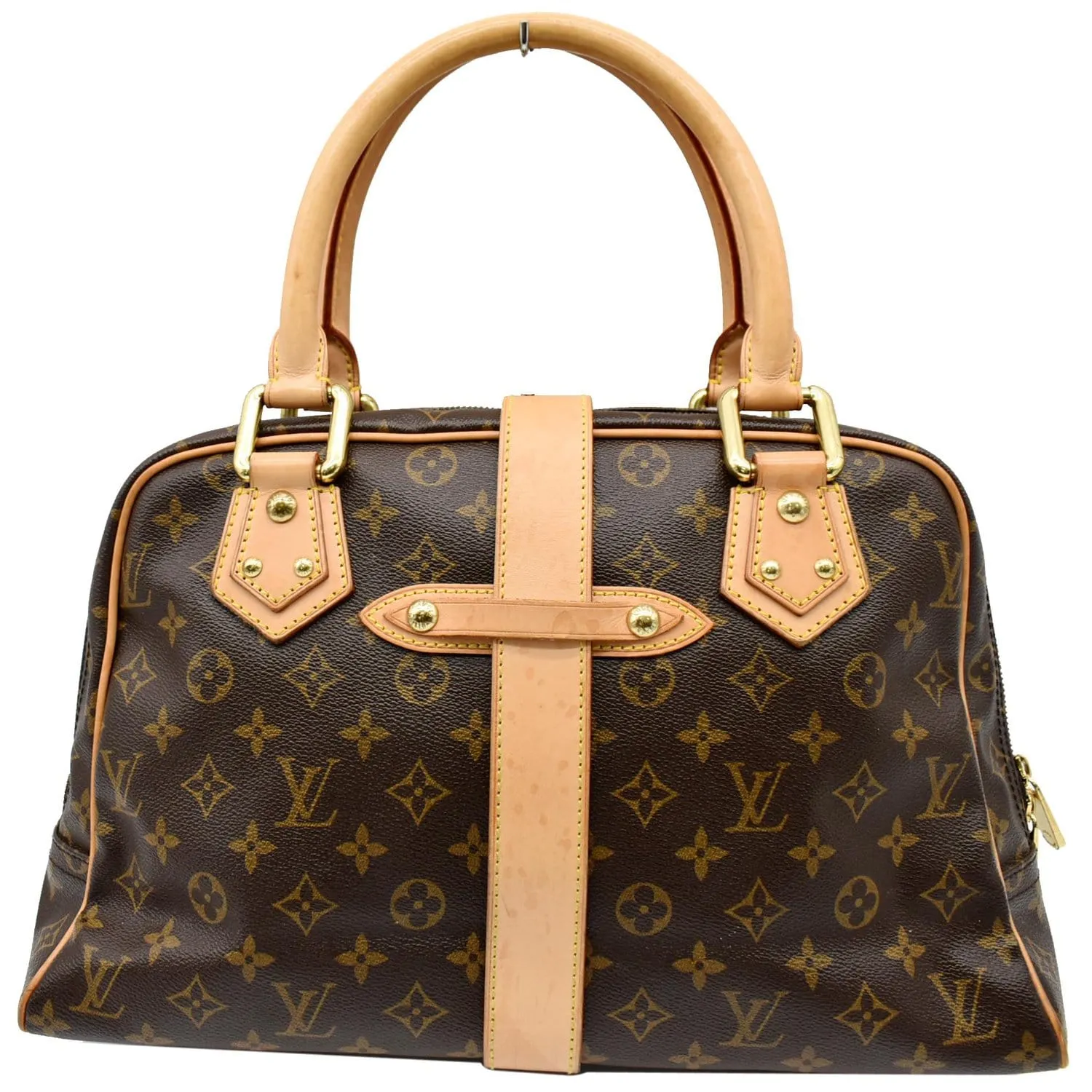 LOUIS VUITTON Manhattan GM Monogram Canvas Satchel Bag Brown