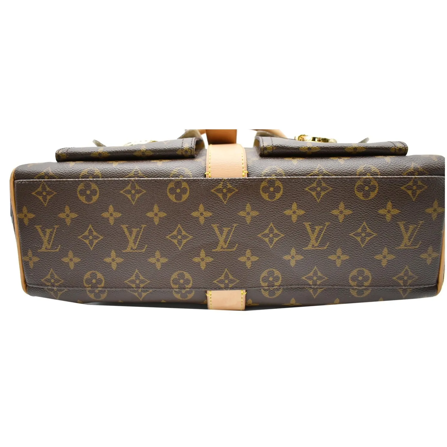 LOUIS VUITTON Manhattan GM Monogram Canvas Satchel Bag Brown