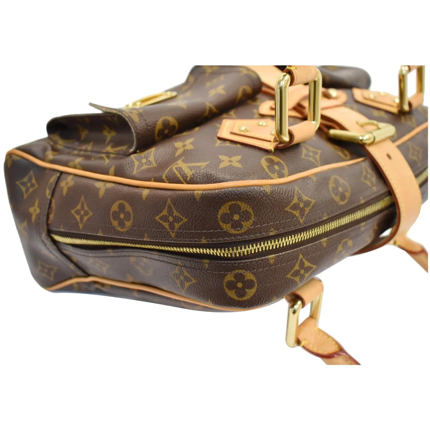 LOUIS VUITTON Manhattan GM Monogram Canvas Satchel Bag Brown