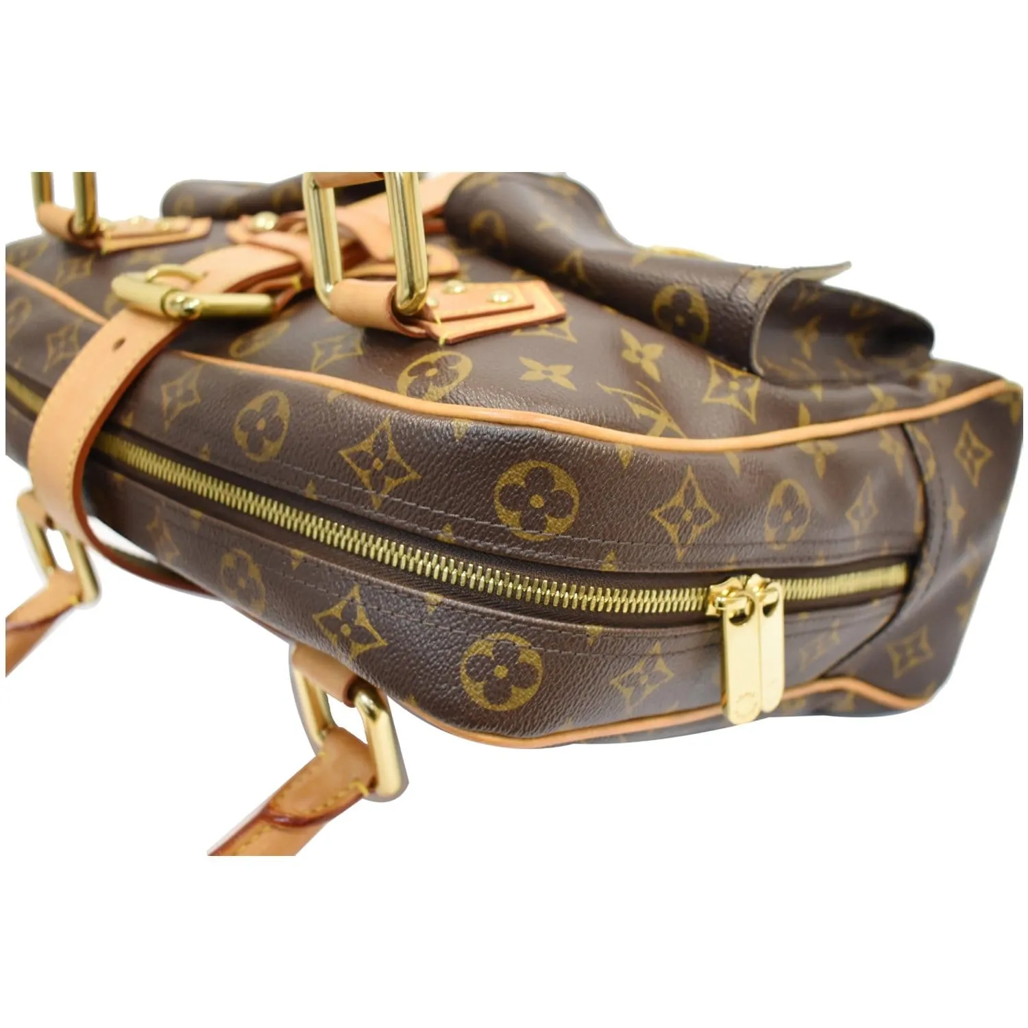 LOUIS VUITTON Manhattan GM Monogram Canvas Satchel Bag Brown