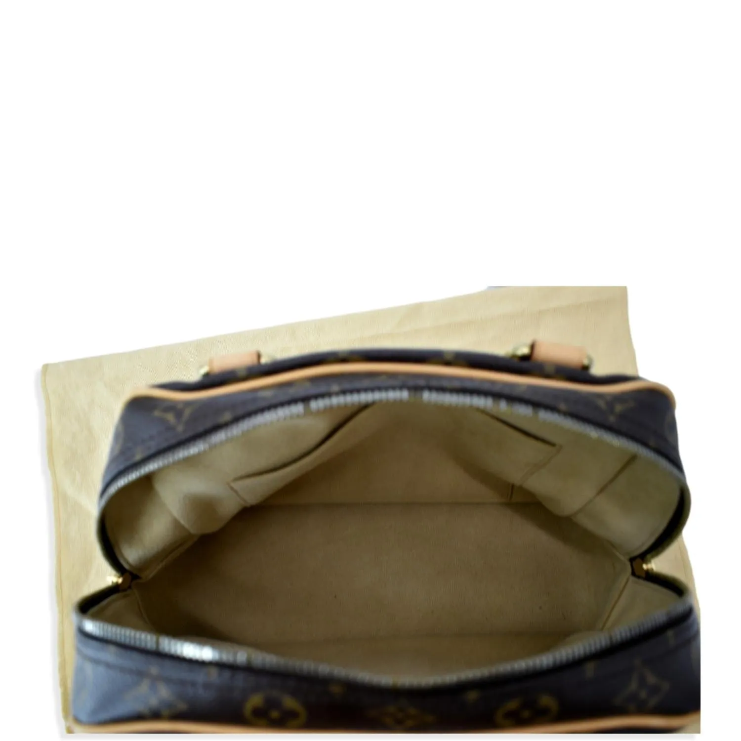 LOUIS VUITTON Manhattan PM Monogram Canvas Satchel Bag Brown