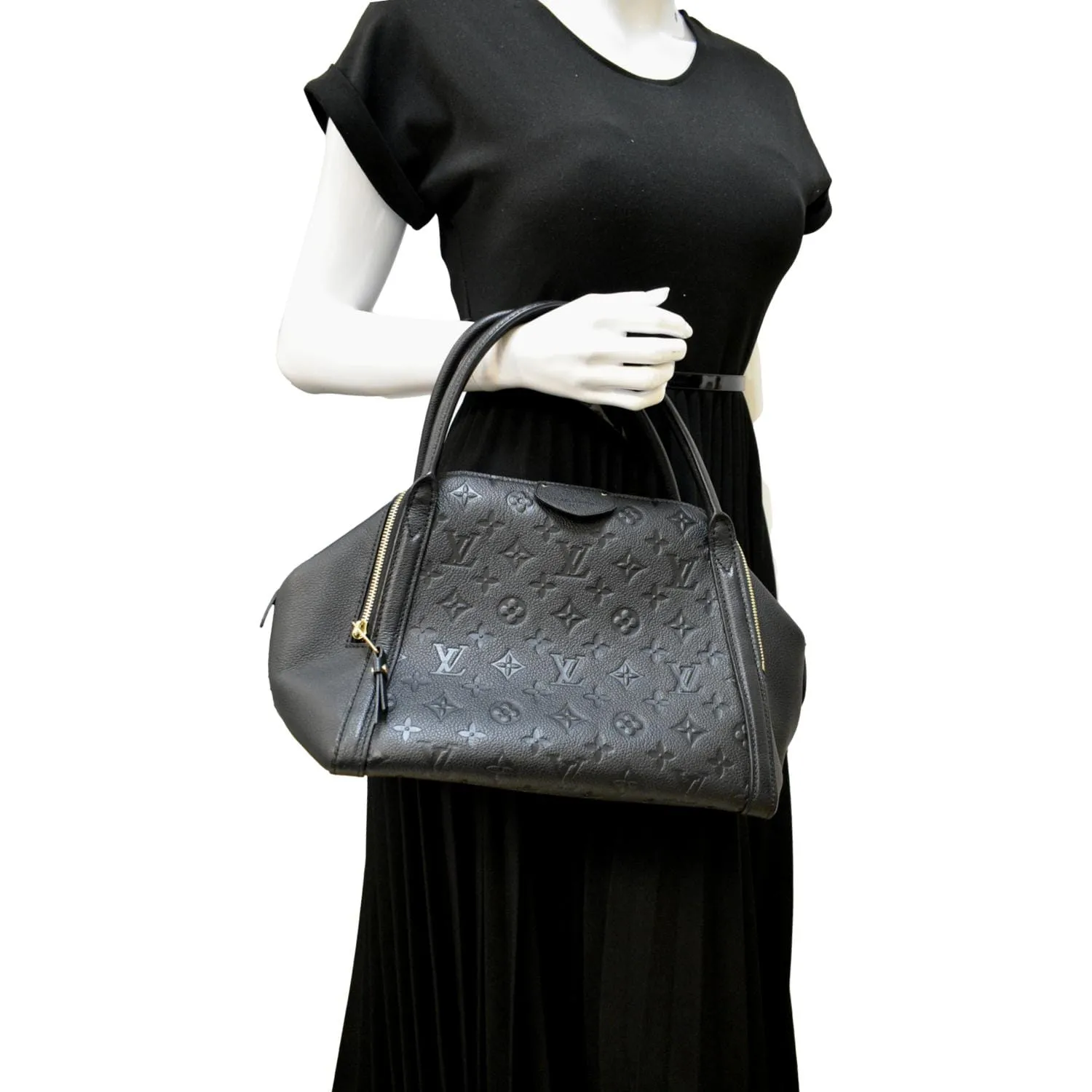 LOUIS VUITTON Marais MM Monogram Emperiente Satchel Bag Black