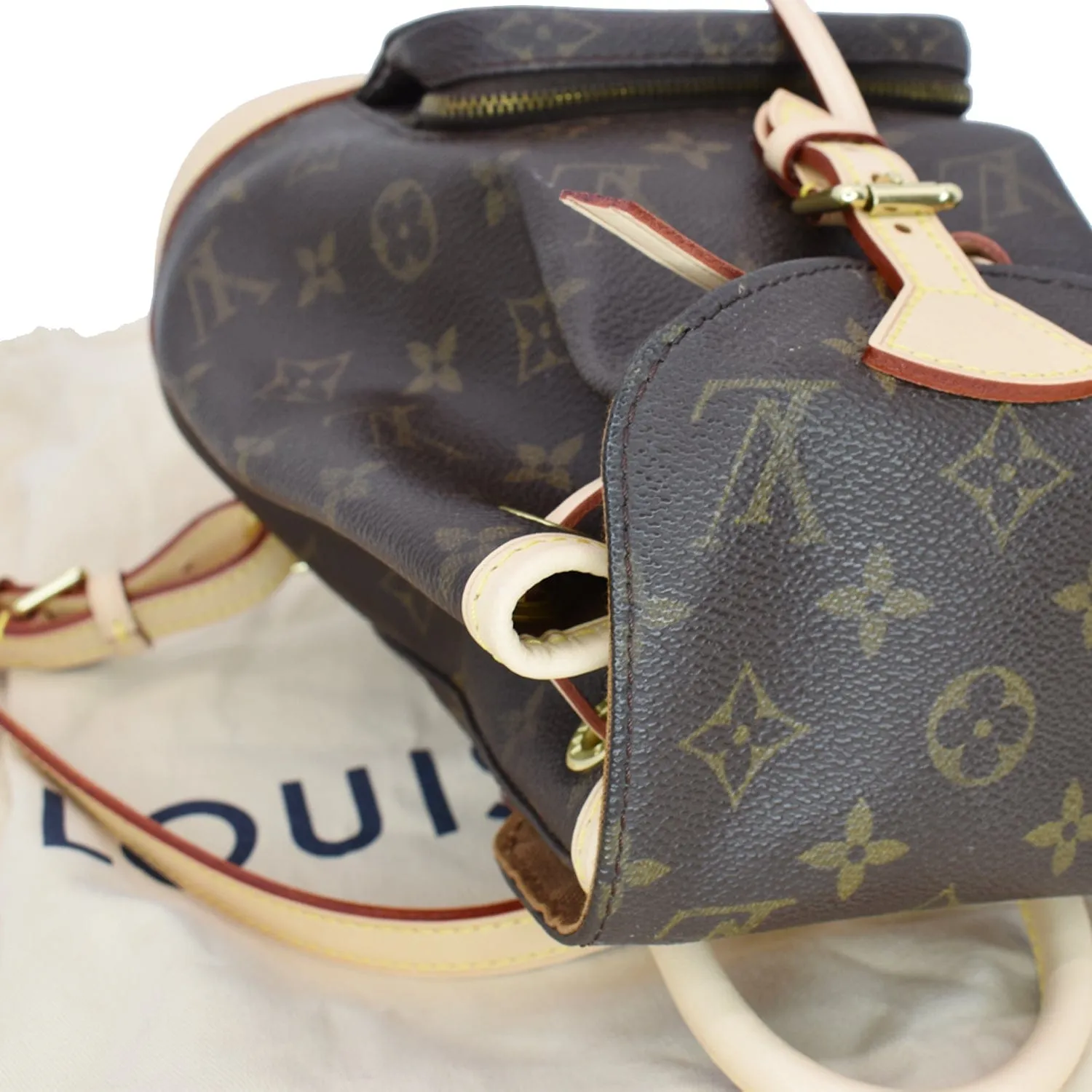 LOUIS VUITTON Mini Montsouris Monogram Canvas Backpack Bag Brown
