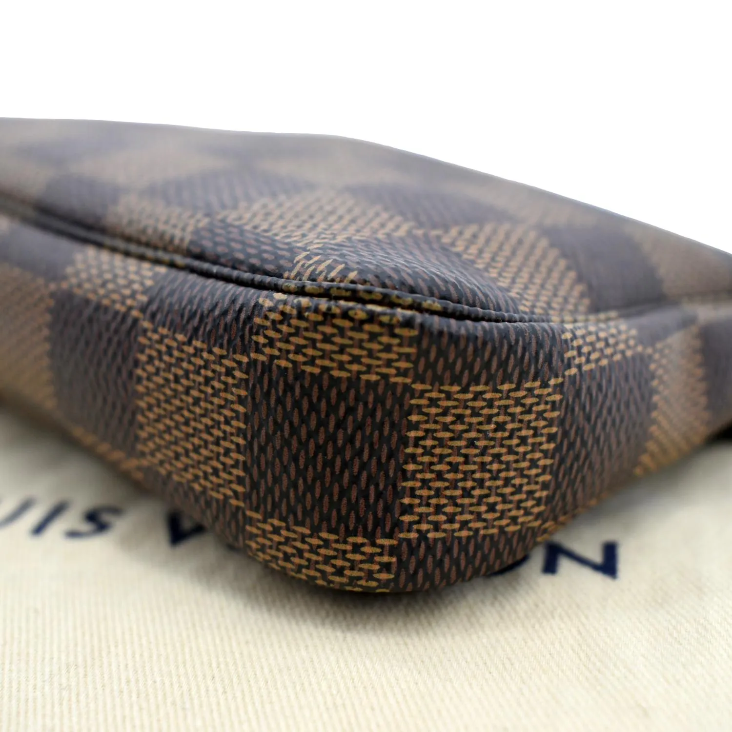 LOUIS VUITTON Mini Pochette Damier Ebene Accessoires Pouch Brown