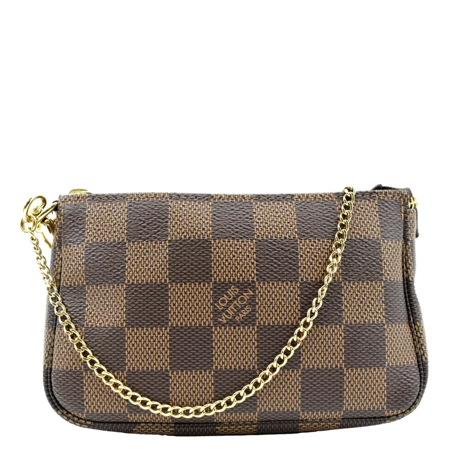 LOUIS VUITTON Mini Pochette Damier Ebene Accessoires Pouch Brown