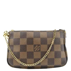 LOUIS VUITTON Mini Pochette Damier Ebene Accessoires Pouch Brown