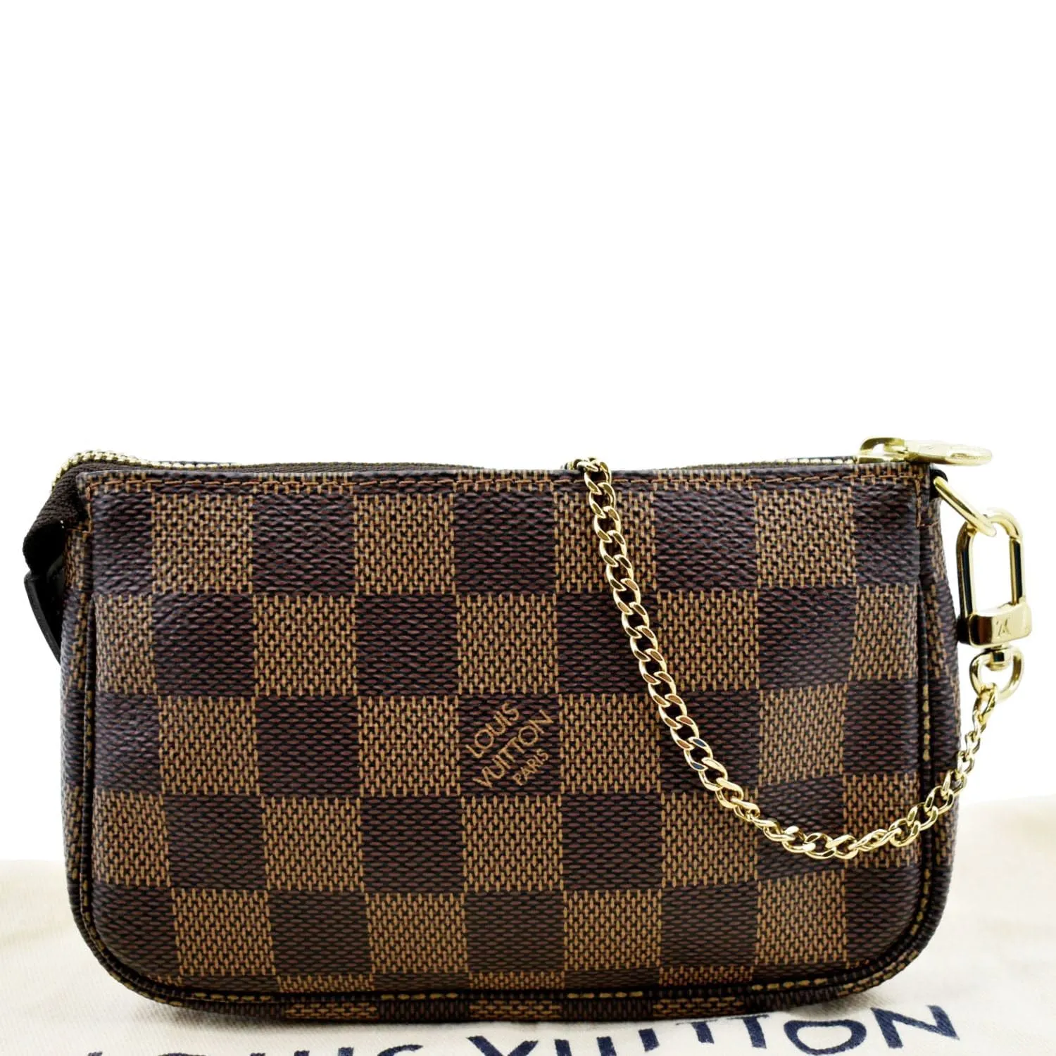 LOUIS VUITTON Mini Pochette Damier Ebene Accessoires Pouch Brown