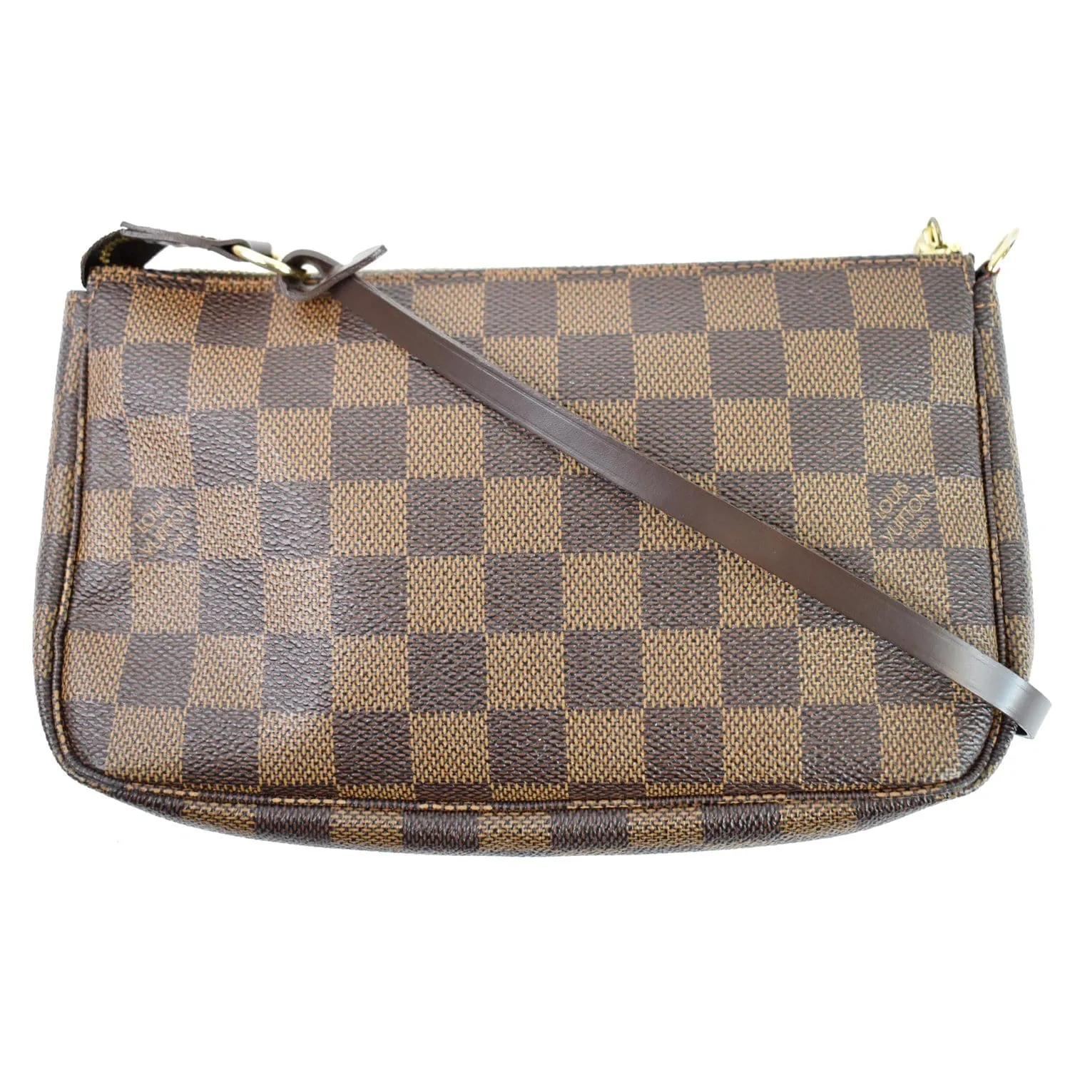 LOUIS VUITTON Mini Pochette Damier Ebene Accessories Pouch Brown