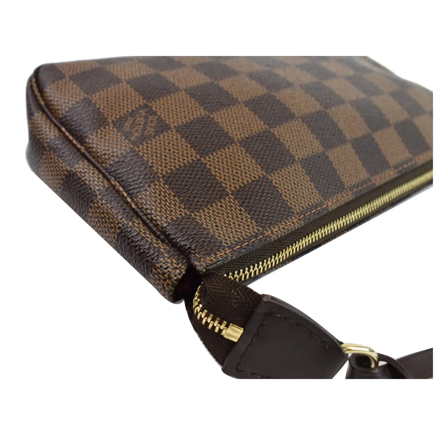 LOUIS VUITTON Mini Pochette Damier Ebene Accessories Pouch Brown