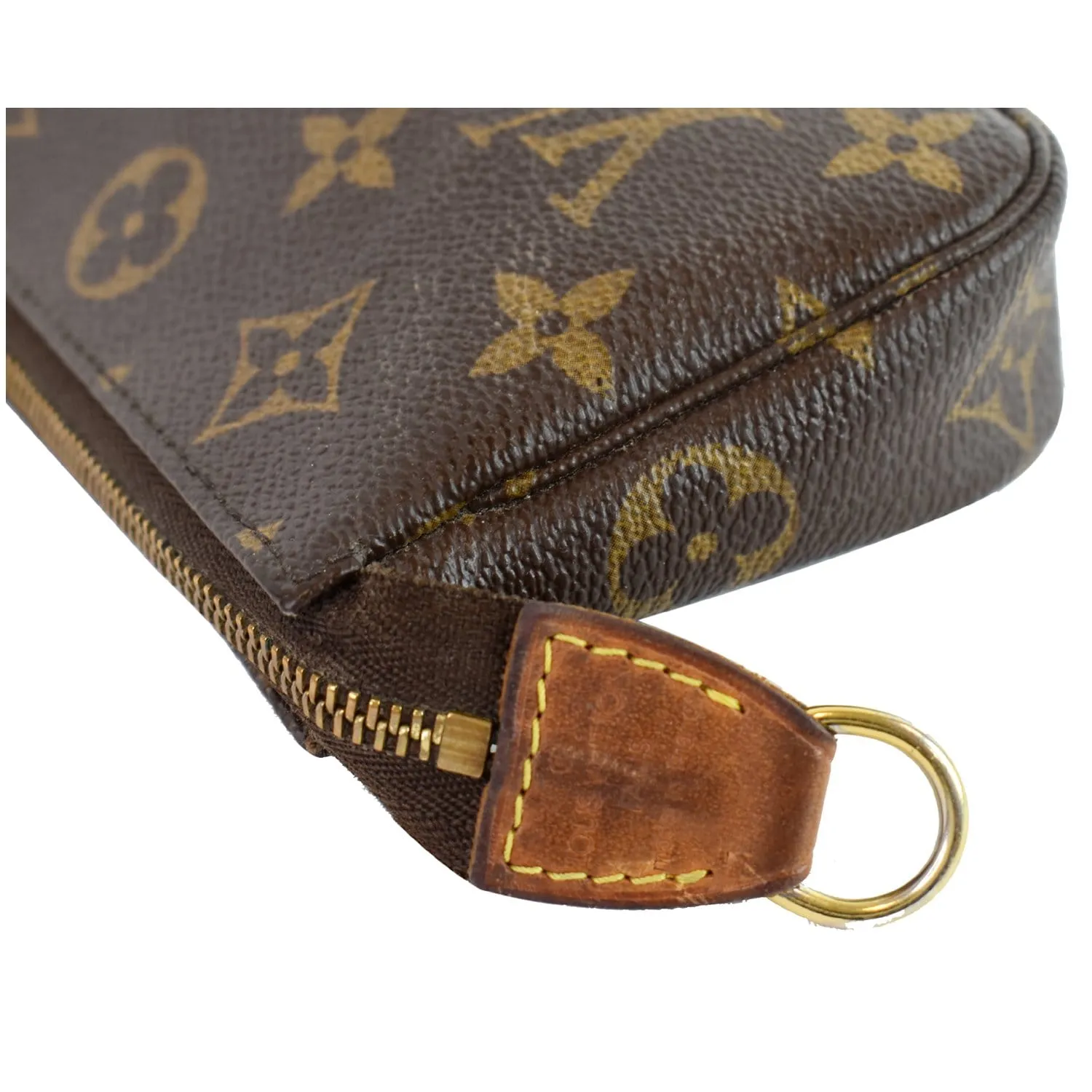 LOUIS VUITTON Mini Pochette Monogram Canvas Accessories Pouch Bag Brown