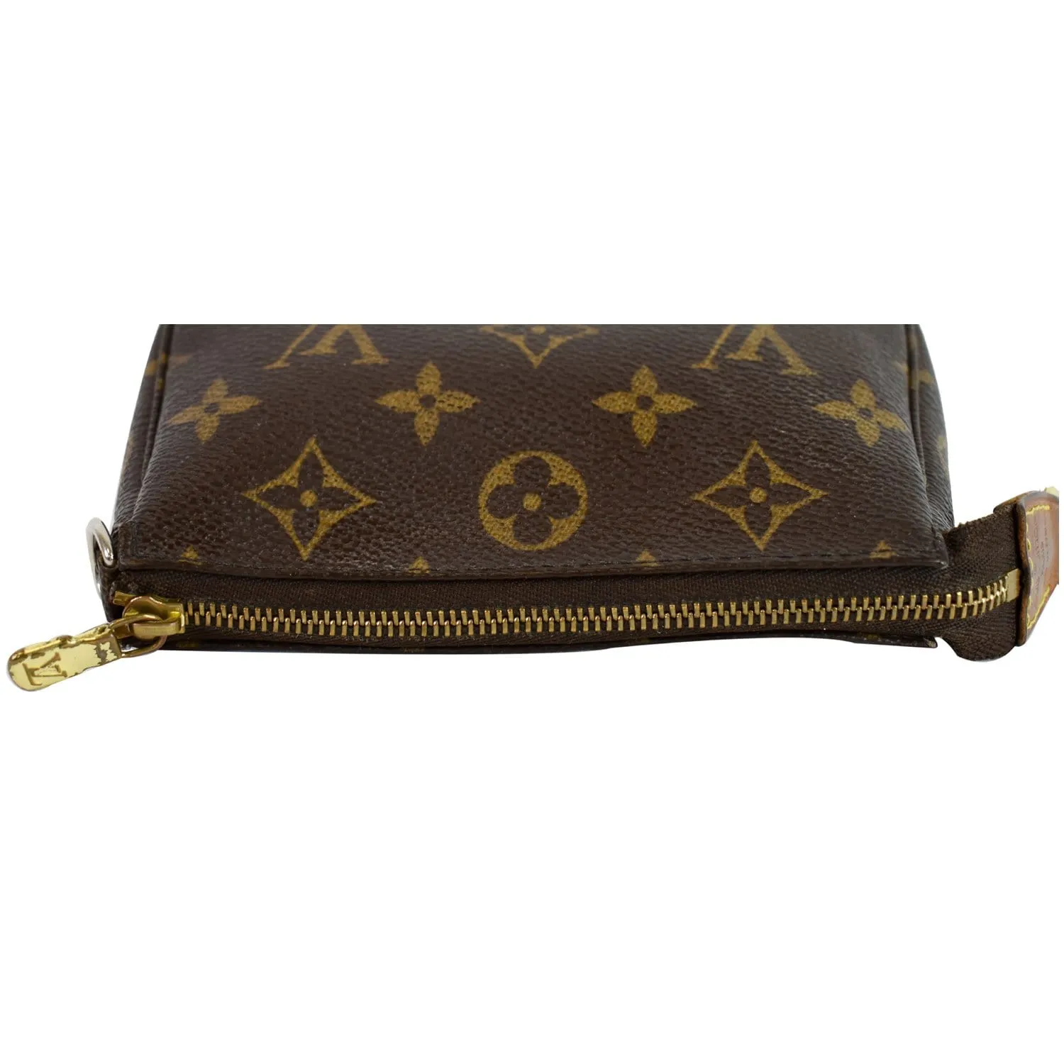 LOUIS VUITTON Mini Pochette Monogram Canvas Accessories Pouch Bag Brown