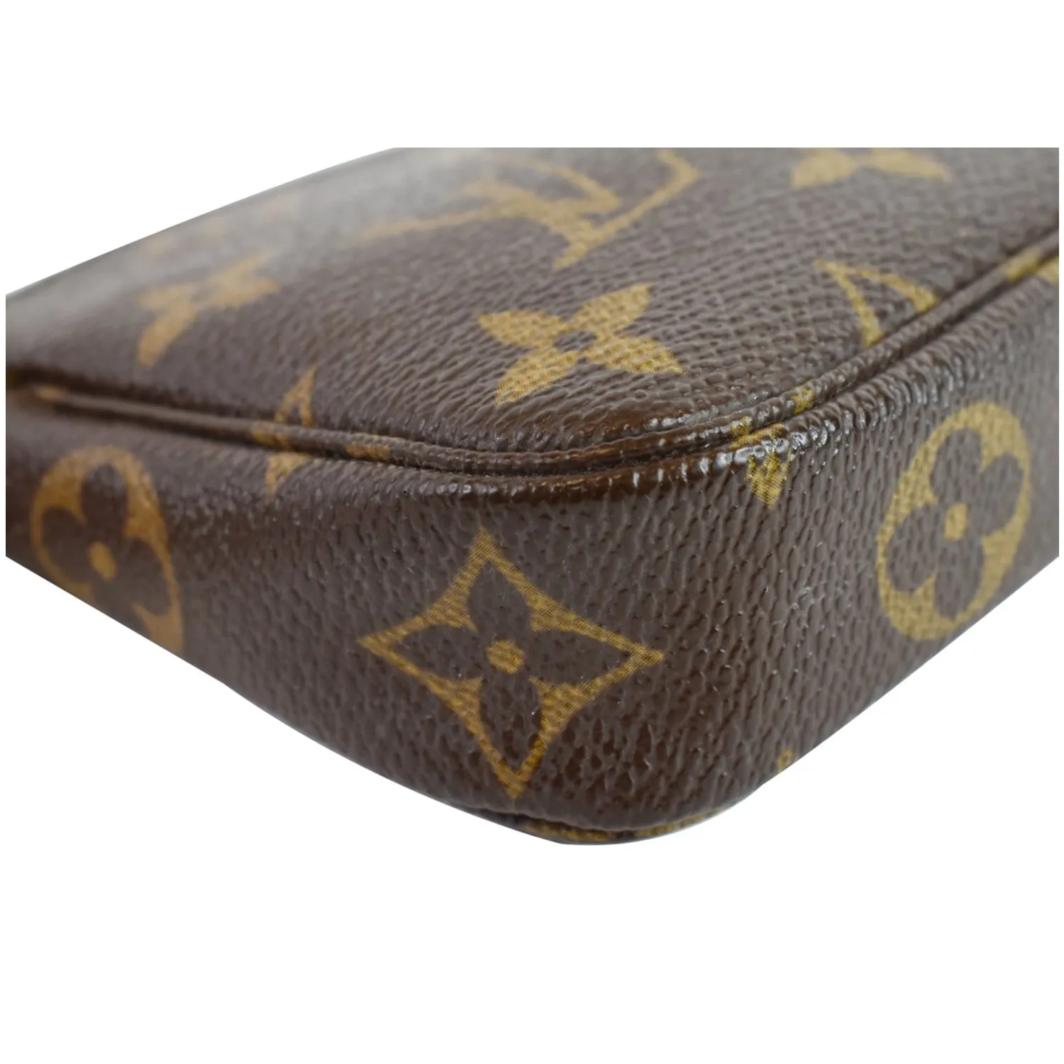 LOUIS VUITTON Mini Pochette Monogram Canvas Accessories Pouch Bag Brown