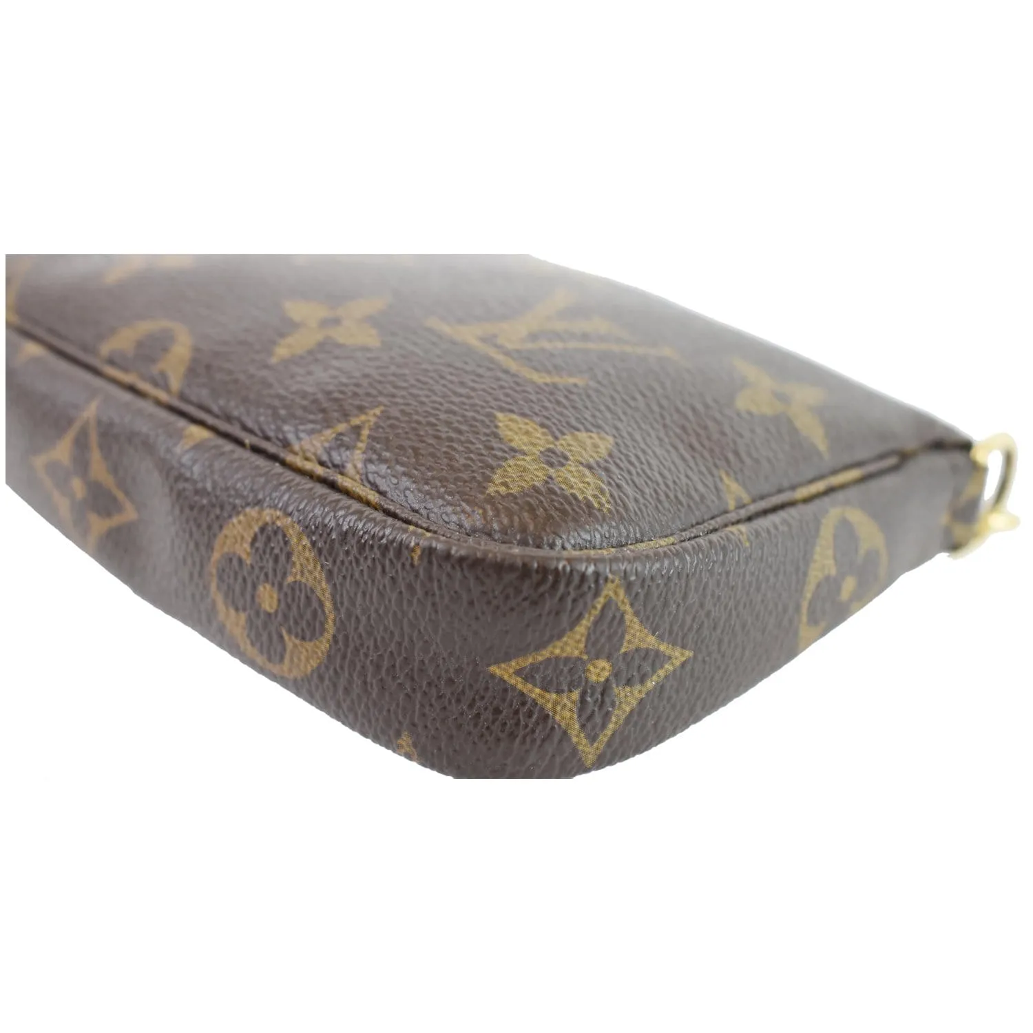LOUIS VUITTON Mini Pochette Monogram Canvas Accessories Pouch Brown